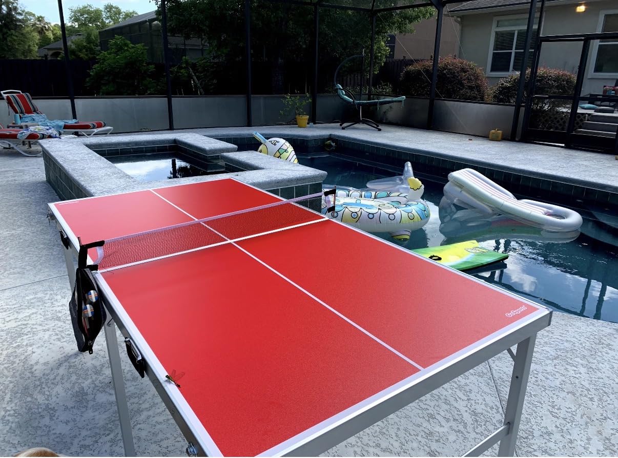 GoSports Mid-Size Table Tennis Game Set - Red or Blue - Indoor/Outdoor Portable Table Tennis Game with Net, 2 Table Tennis Paddles and 4 Balls customer photo 1