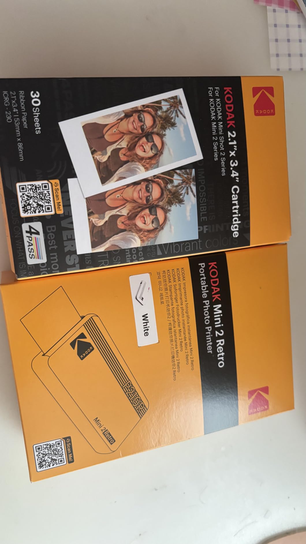 KODAK Mini 2 Retro 2x3 Portable Photo Printer, 38 Sheets, Bluetooth Smartphone Printer for iPhone & Android, Instant Color Prints, 4PASS Dye Sublimation, White customer photo 2