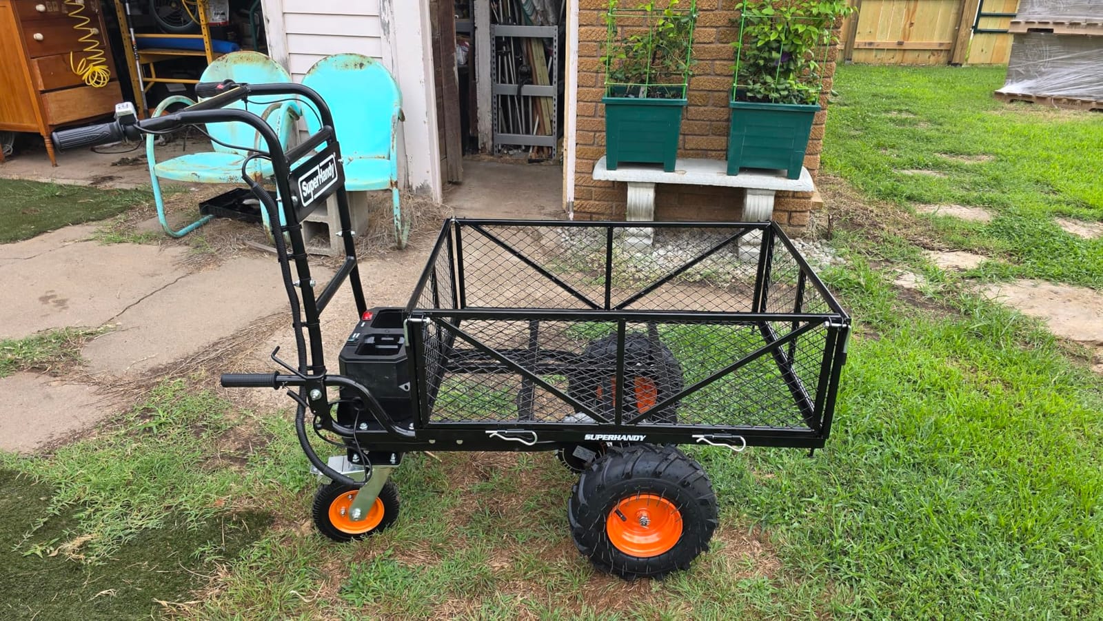 SuperHandy Utility Service Cart Power Wagon Wheelbarrow Electric 48V DC Li-Ion Powered 660Lbs Load and 1000Lbs+ Hauling Capacity Farm and Garden All Purpose Modular Cargo Bed customer photo 1