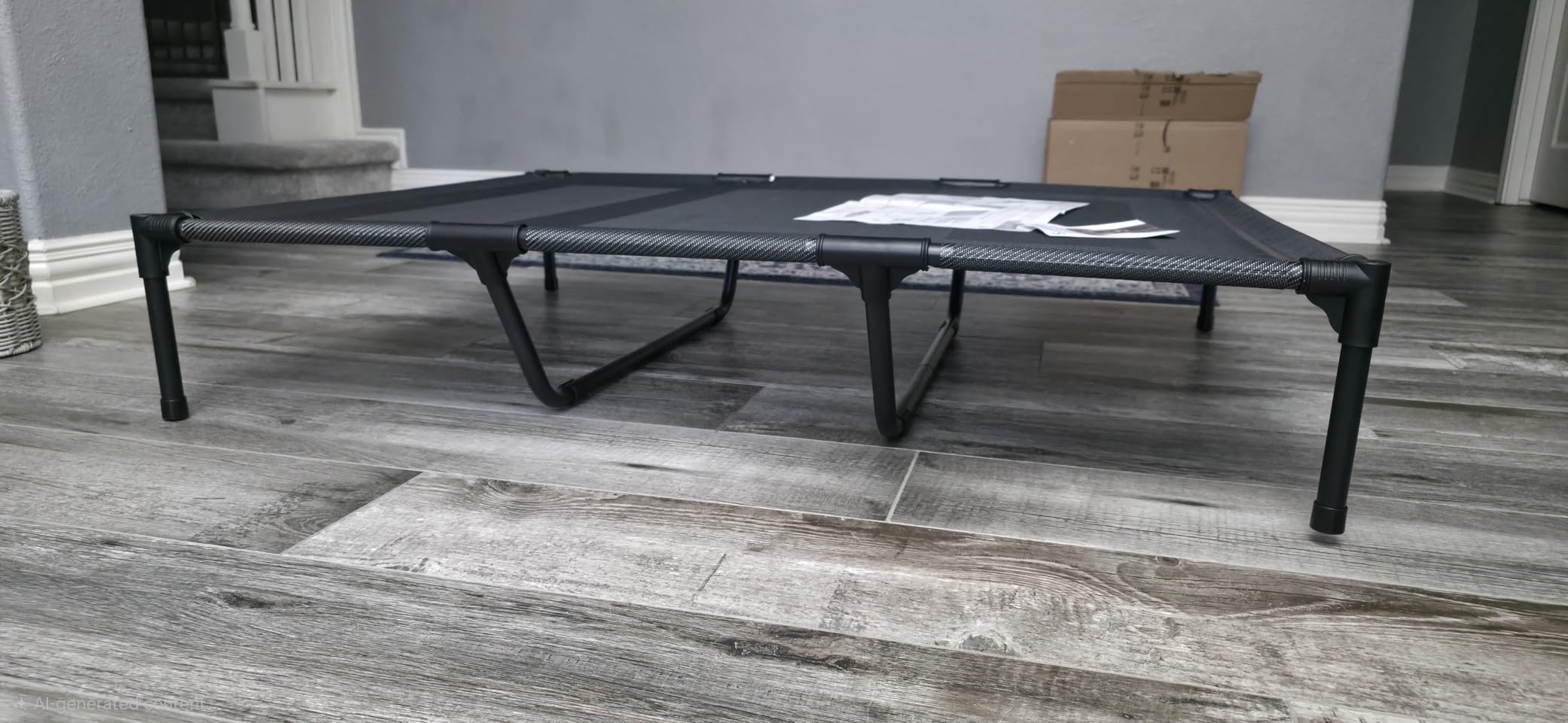 suddus Elevated Dog Bed for Large Dogs 120lb, Breathable Cooling Raised Dog Cot with Dual Support Bars & Metal Frame, No-Slip Feet, Waterproof Pet Bed for Indoor/Outdoor, X-Large, 48 * 36 * 9in, Grey customer photo 2