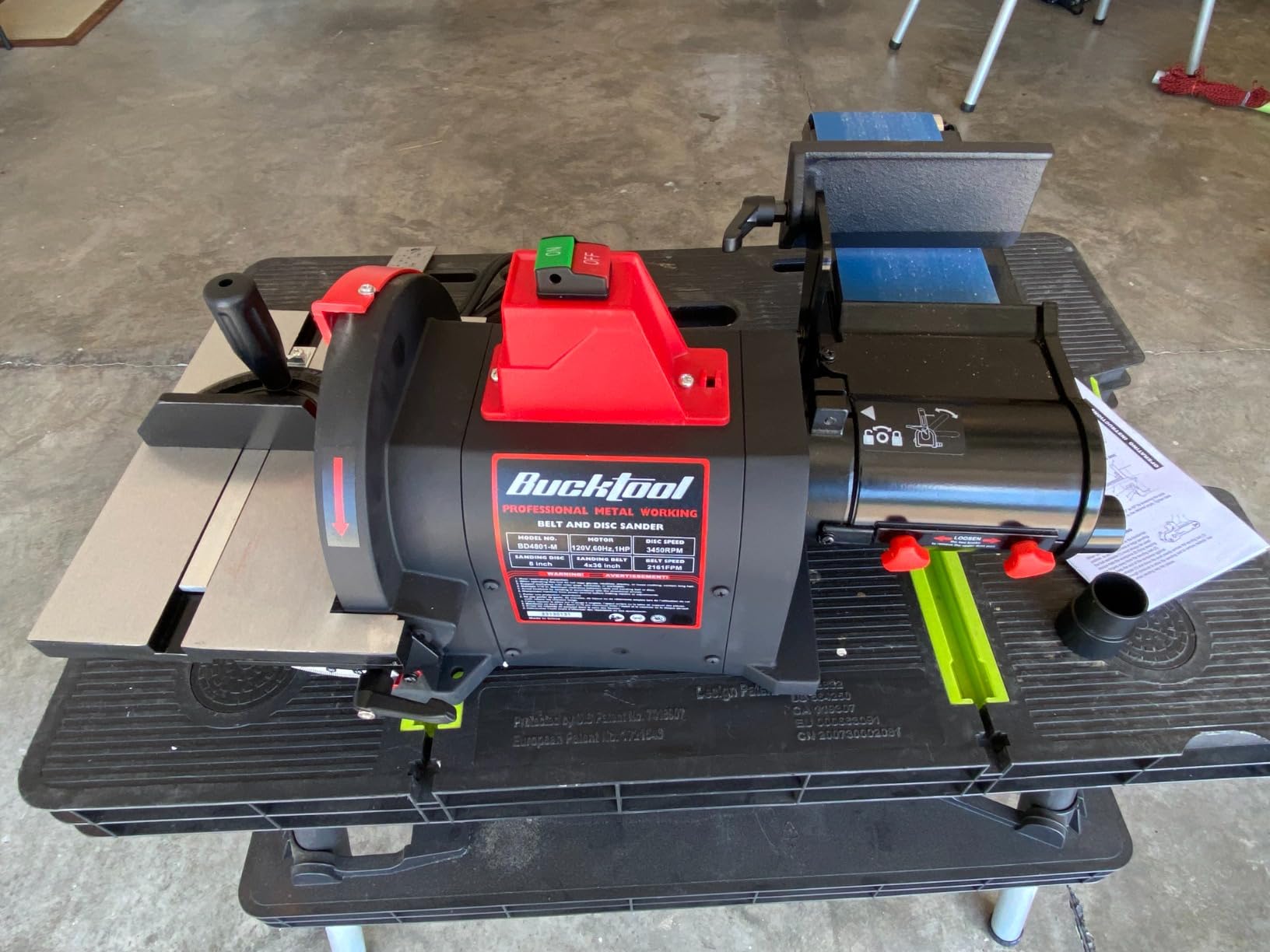 BUCKTOOL Pro 1HP Bench Belt Sander for Metal Working, 4 x 36 in Belt and 8 in Disc Sander with 1HP Direct-drive Motor, Benchtop for Metalworking, BD4801-M customer photo 2