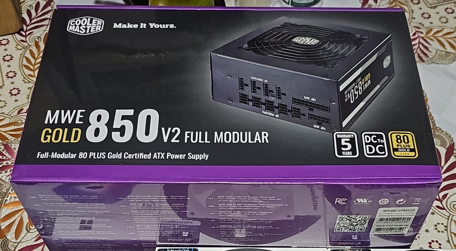 Cooler Master MWE Gold 850 V2 Power Supply, Fully Modular | Certification Cybenetics Gold & Noise Standard +, 80 PLUS Gold, 850W, Semi-Fanless Low Noise, Fully Modular customer photo 2