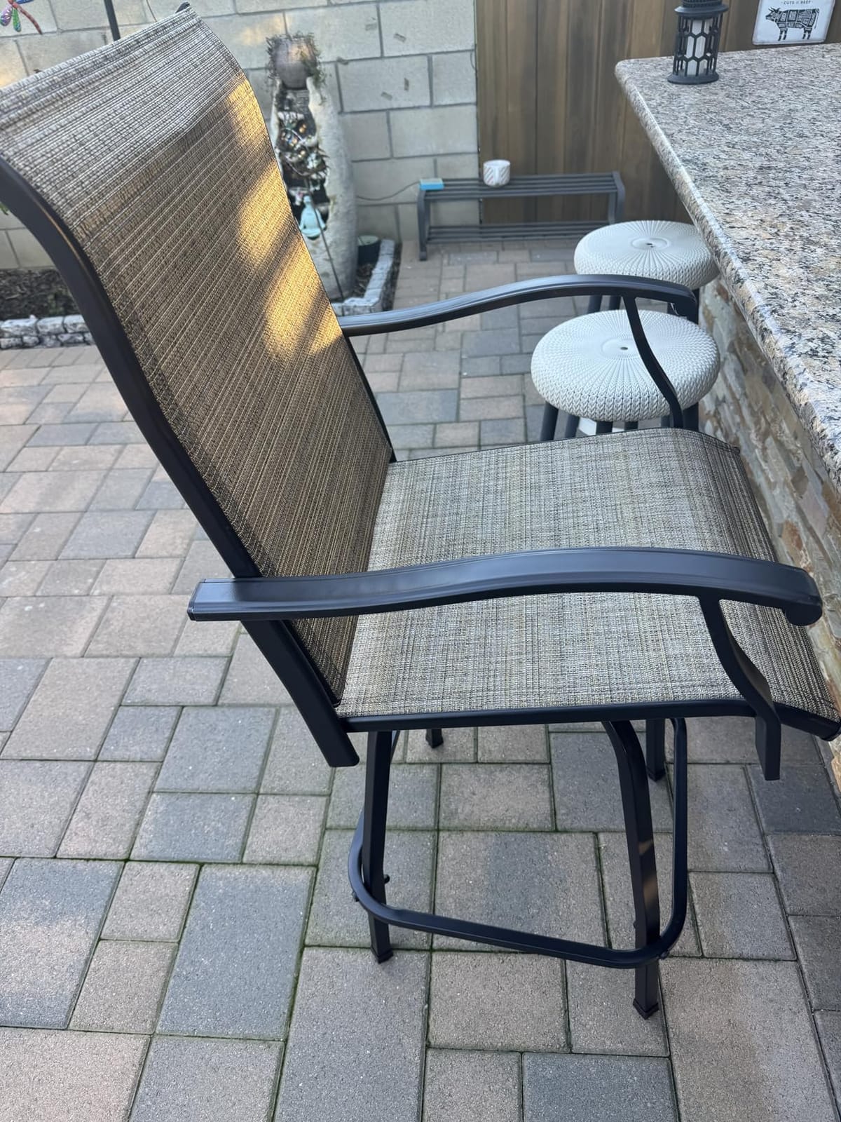 PHI VILLA Outdoor Bar Stools Set of 4, Swivel Patio Bar Chairs | with 30