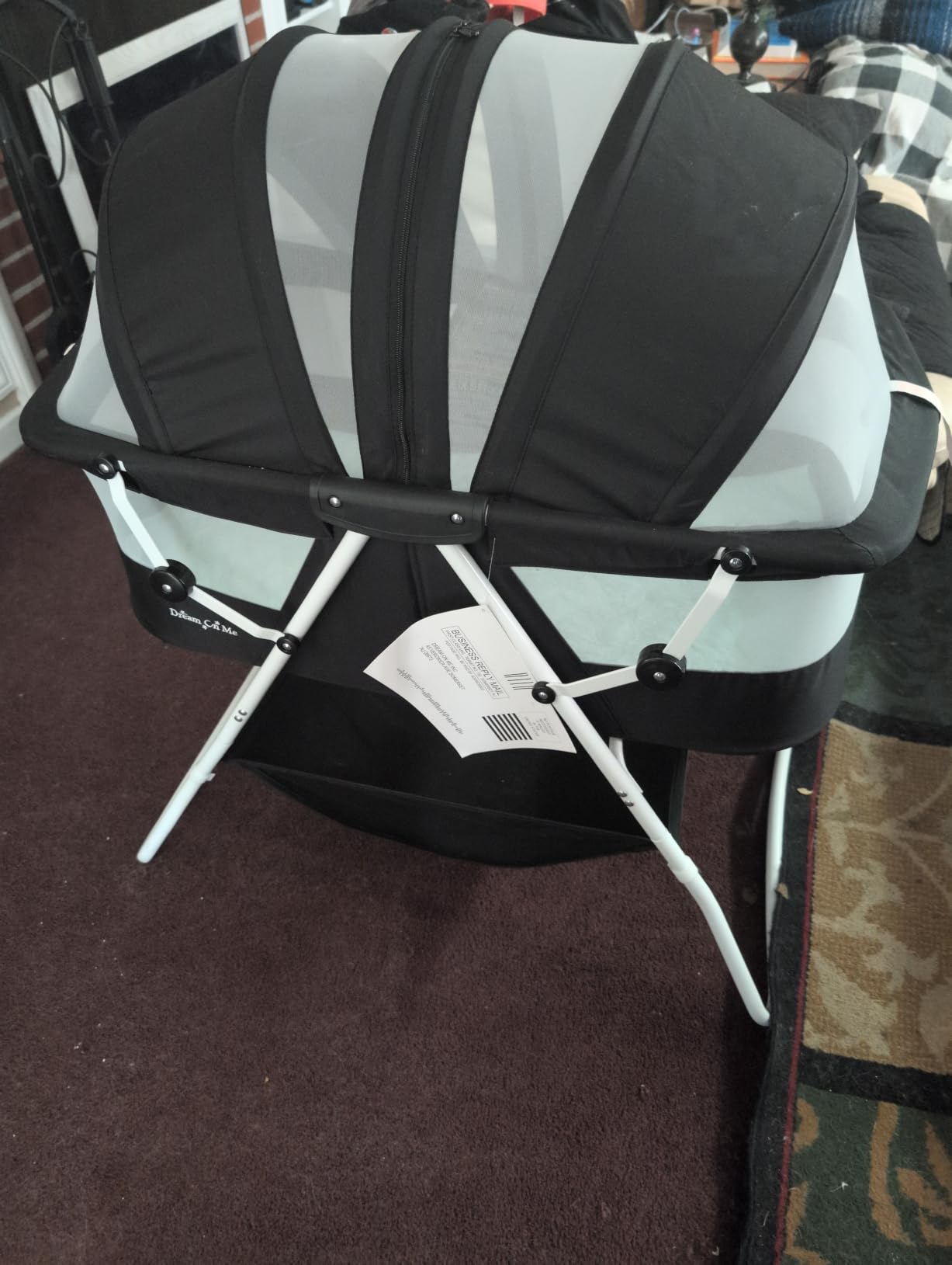 Dream On Me Karley Bassinet in Aqua, Lightweight Portable Baby Bassinet, Quick Fold and Easy to Carry, Adjustable Double Canopy, Indoor and Outdoor Bassinet with Large Storage Basket. | Quick Foldable Travel Bassinet with Storage Basket, Mattress Pad Included, Lightweight, For Indoor Outdoor Use, BSA Verified customer photo 2