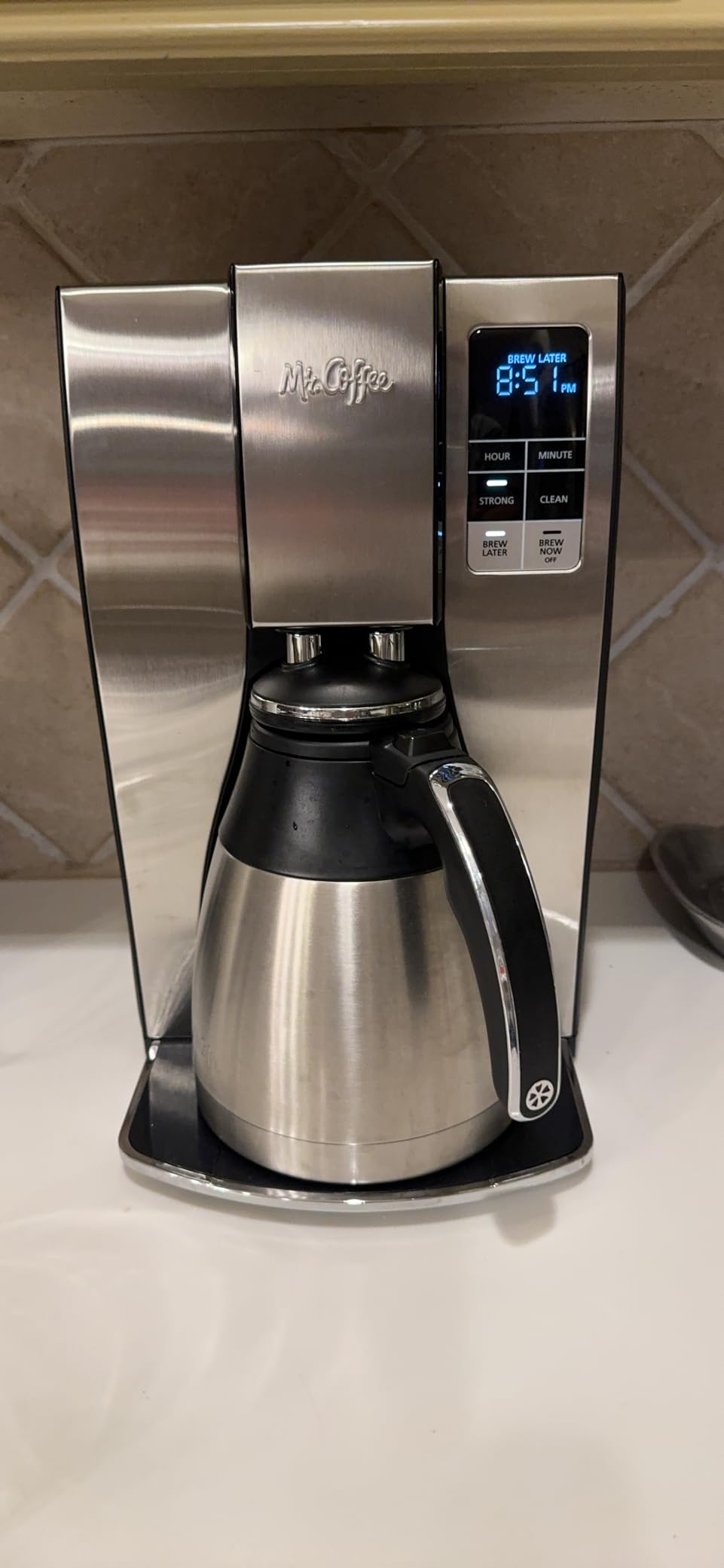 Mr. Coffee 10-Cup Programmable Coffee Maker, Insulated Thermal Carafe, Brew Strength Selection, Brew Now or Later, Stainless Steel customer photo 2