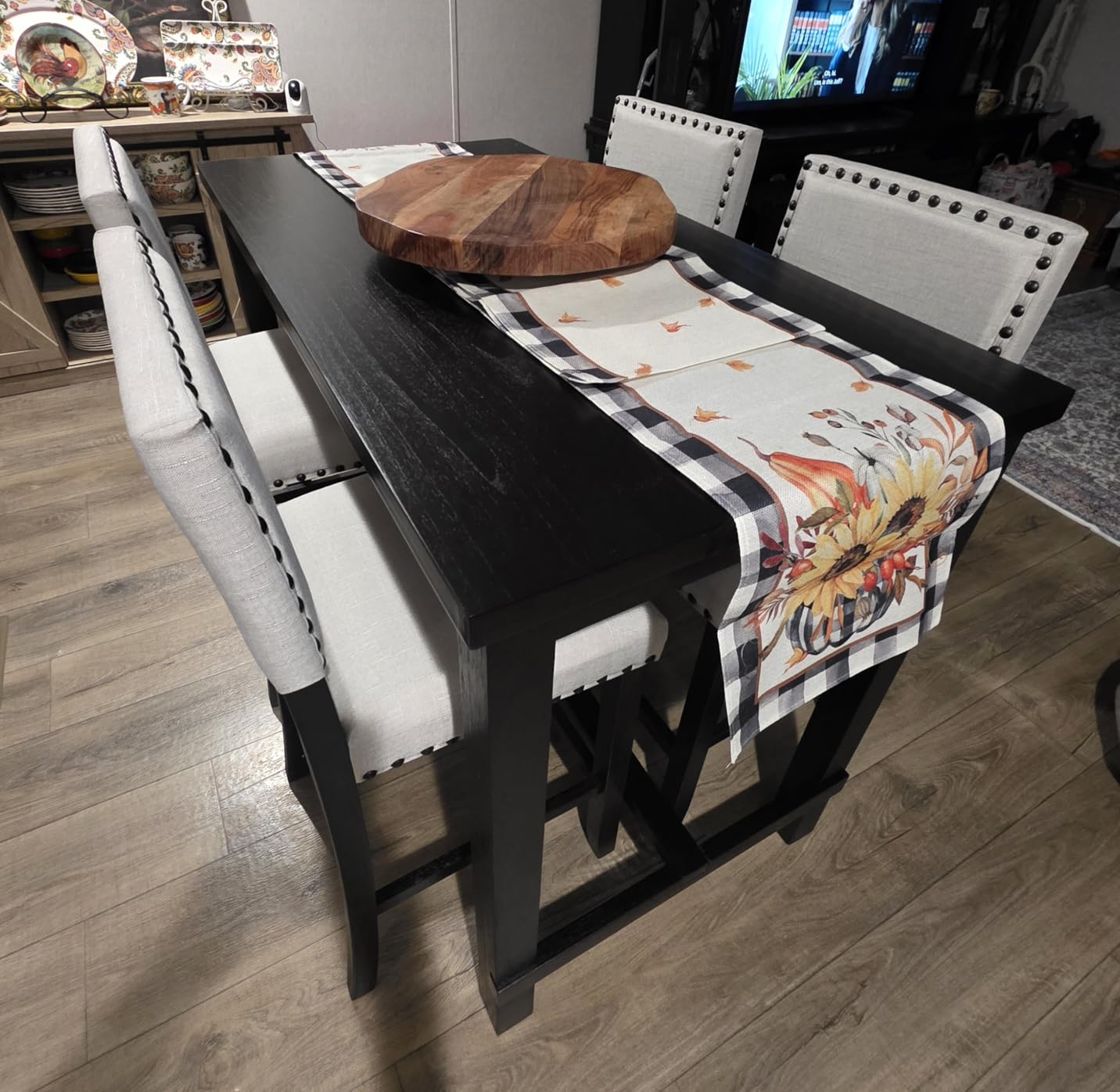 Merax 5 Piece Dining Table Set for 4,Counter Height Kitchen Table Set with One Rectangle Table and 4 Cushioned Chairs for 4 Persons Dining Room Table Set for Small Place customer photo 1