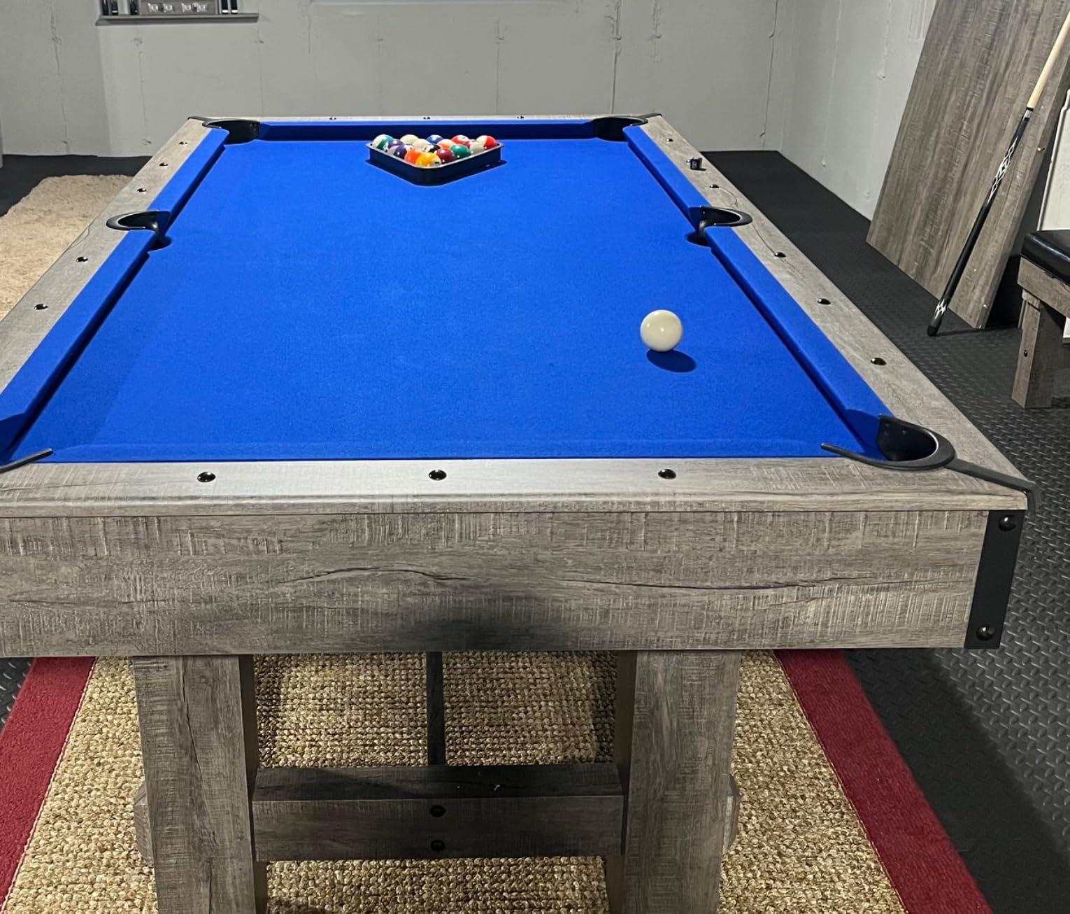 Hathaway Logan 7-ft Pool Table Combo Set with Benches - Rustic Gray with Blue Felt, Barnwood customer photo 1