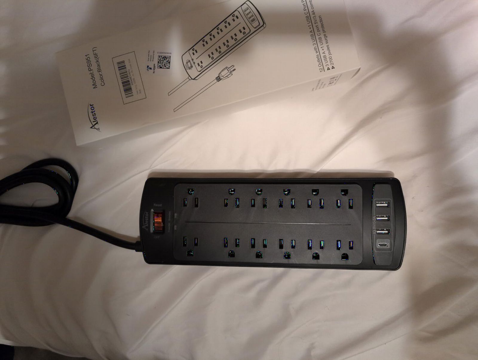 ALESTOR 6 Ft Surge Protector Power Strip with 12 Outlets and 4 USB Ports customer photo 2