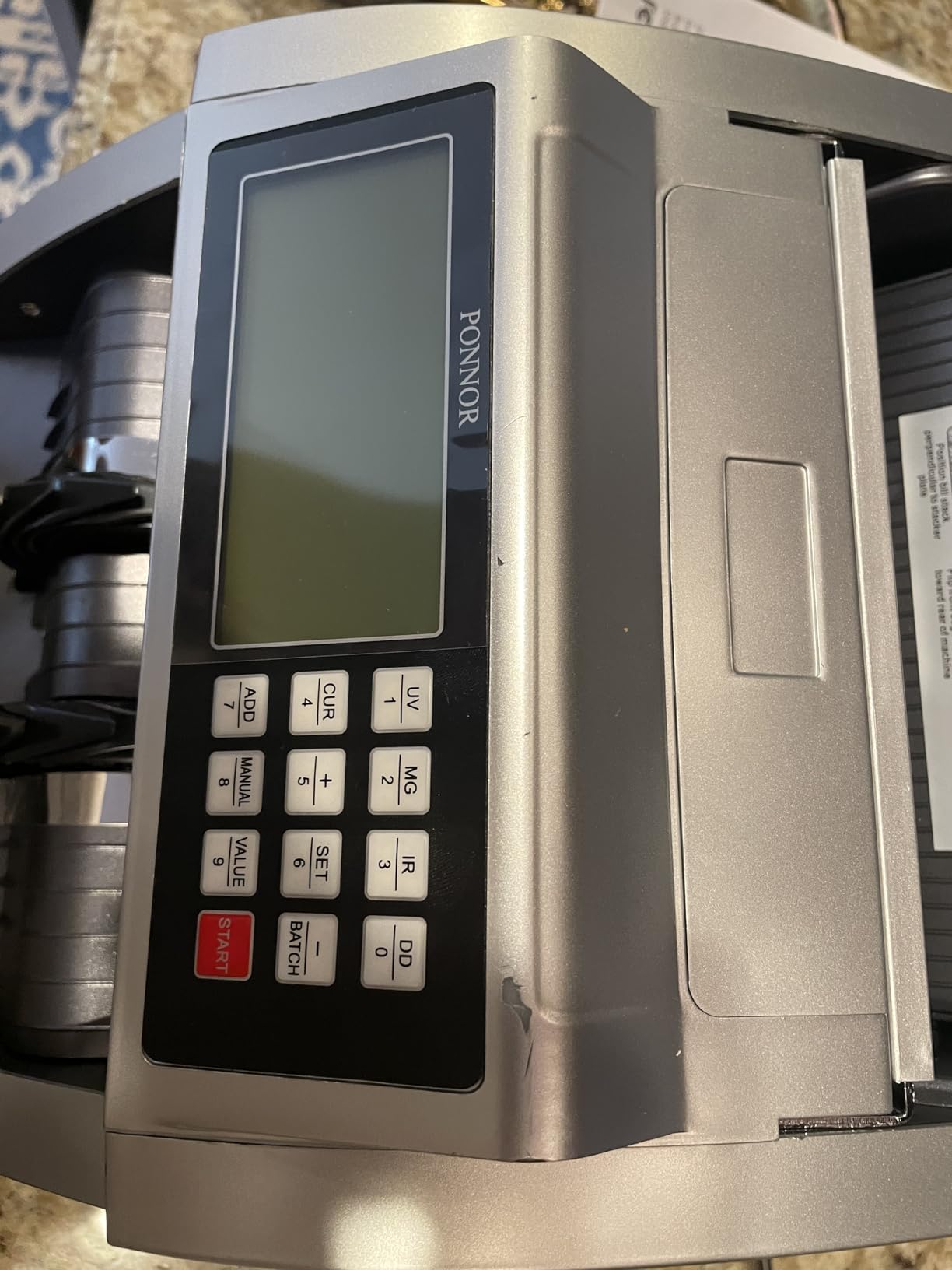 PONNOR Money Counter Machine with Value Bill Count, Cash Counter for Dollar, Euro with UV/MG/IR/DD/DBL/HLF/CHN Counterfeit Detection, Add/Bat/Value Mode Bill Counting Machine with Large LCD Display customer photo 2