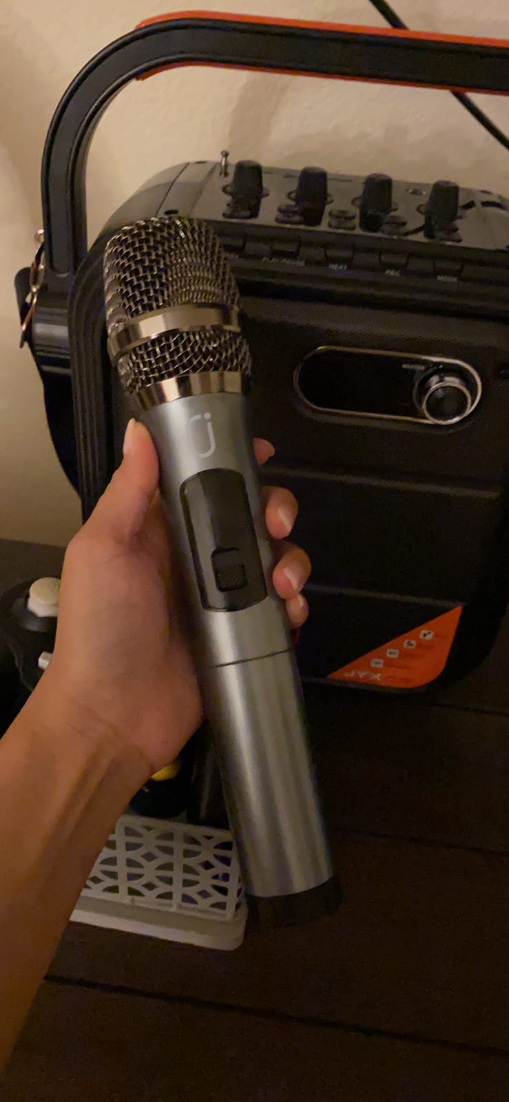 JYX Karaoke Machine with 2 Wireless Microphones, Portable Bluetooth Speaker PA System with Shoulder Strap, Subwoofer Support TWS, USB, Radio, AUX, REC, Bass&Treble for Home Party/Meeting/Adults/Kids customer photo 2