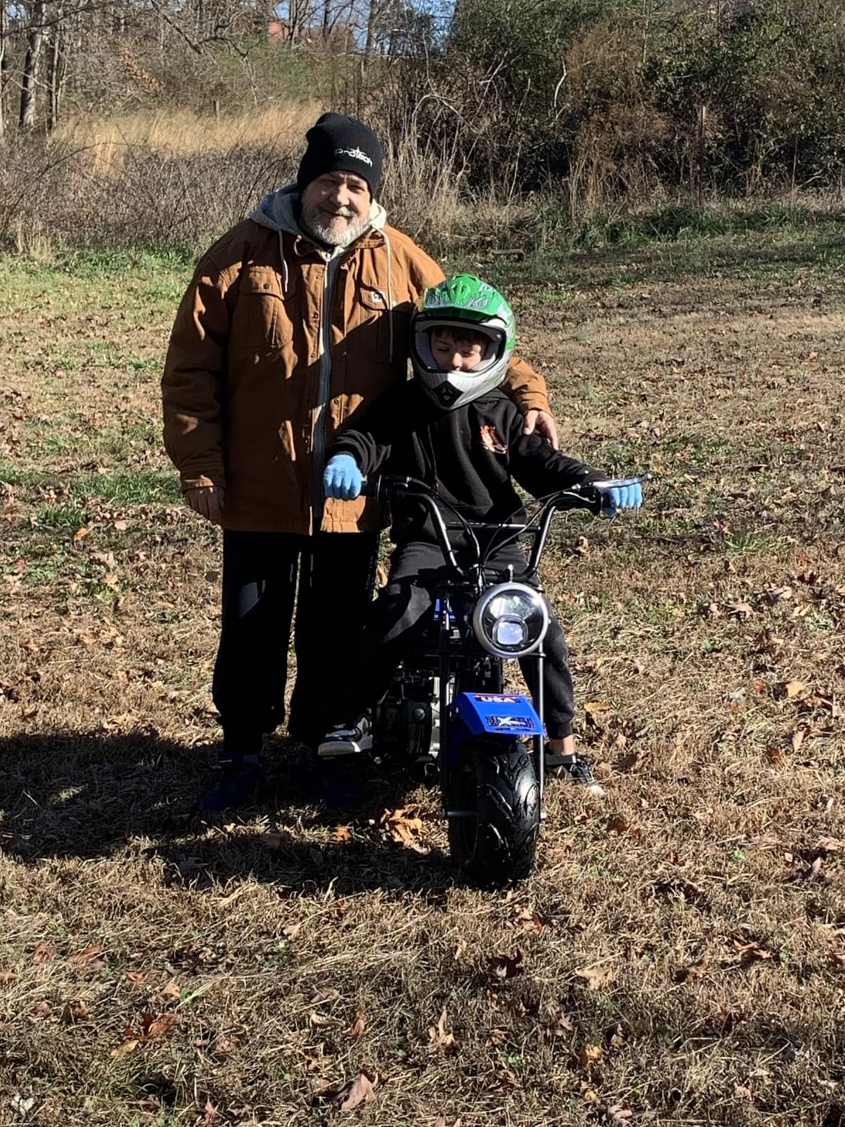 XtremepowerUS Mini Bike 99cc Gas Powered 4-Stroke Engine, 3.5HP Off-Road Trail Motorcycle, Mini Dirt Bike with Headlight, Pull Start for Outdoor Riding (Blue) customer photo 1