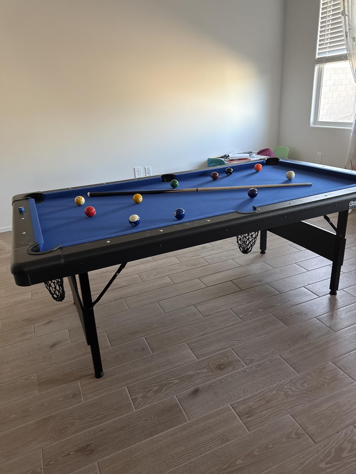 GoSports 6, 7, or 8 ft Billiards Tables - No Assembly, Choose Your Color - Portable Pool Table Includes Full Set of Balls, 2 Cue Sticks, Chalk and Felt Brush customer photo 2
