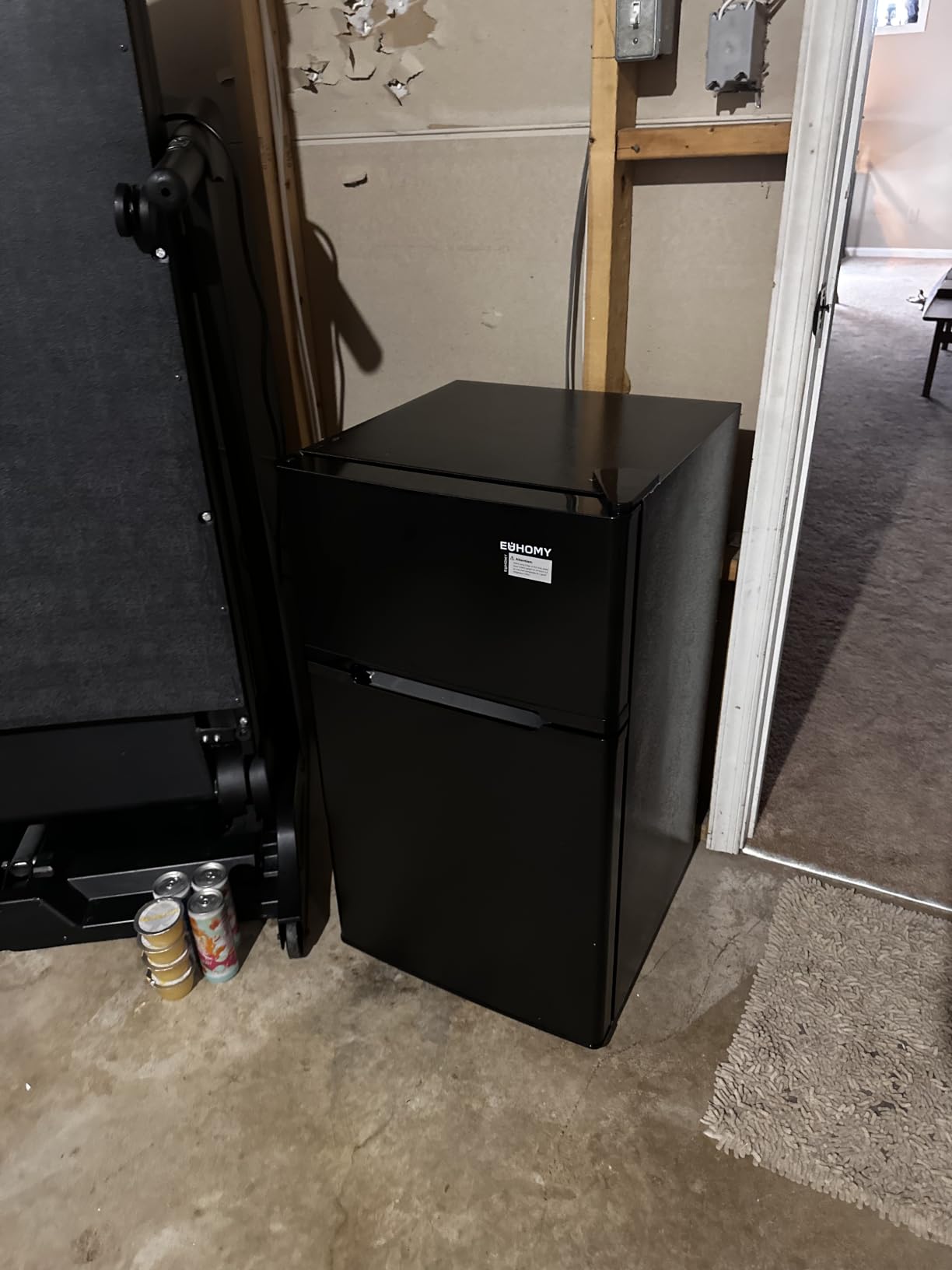 EUHOMY 3.2 Cu.Ft Mini Fridge with Freezer, 2 Door Mini Refrigerator, Black | LED Light, Adjustable Temperature, Adjustable Shelves, Reversible Door, Compressor Cooling, Low Noise, Bedroom Use, Dorm Use customer photo 1