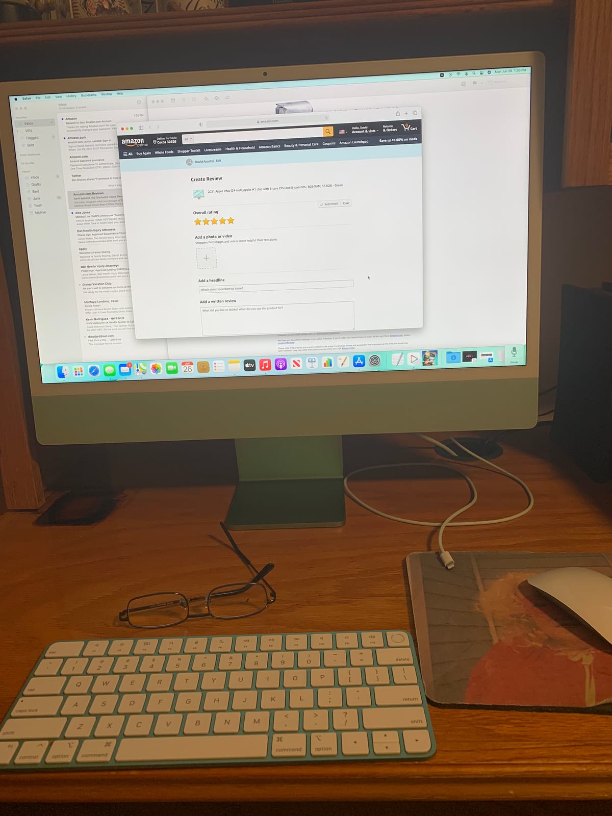 Apple 2021 iMac All in one Desktop Computer with M1 chip: 8-core CPU, 8-core GPU, 24-inch Retina Display, 8GB RAM, 256GB SSD Storage, Matching Accessories; Blue customer photo 1