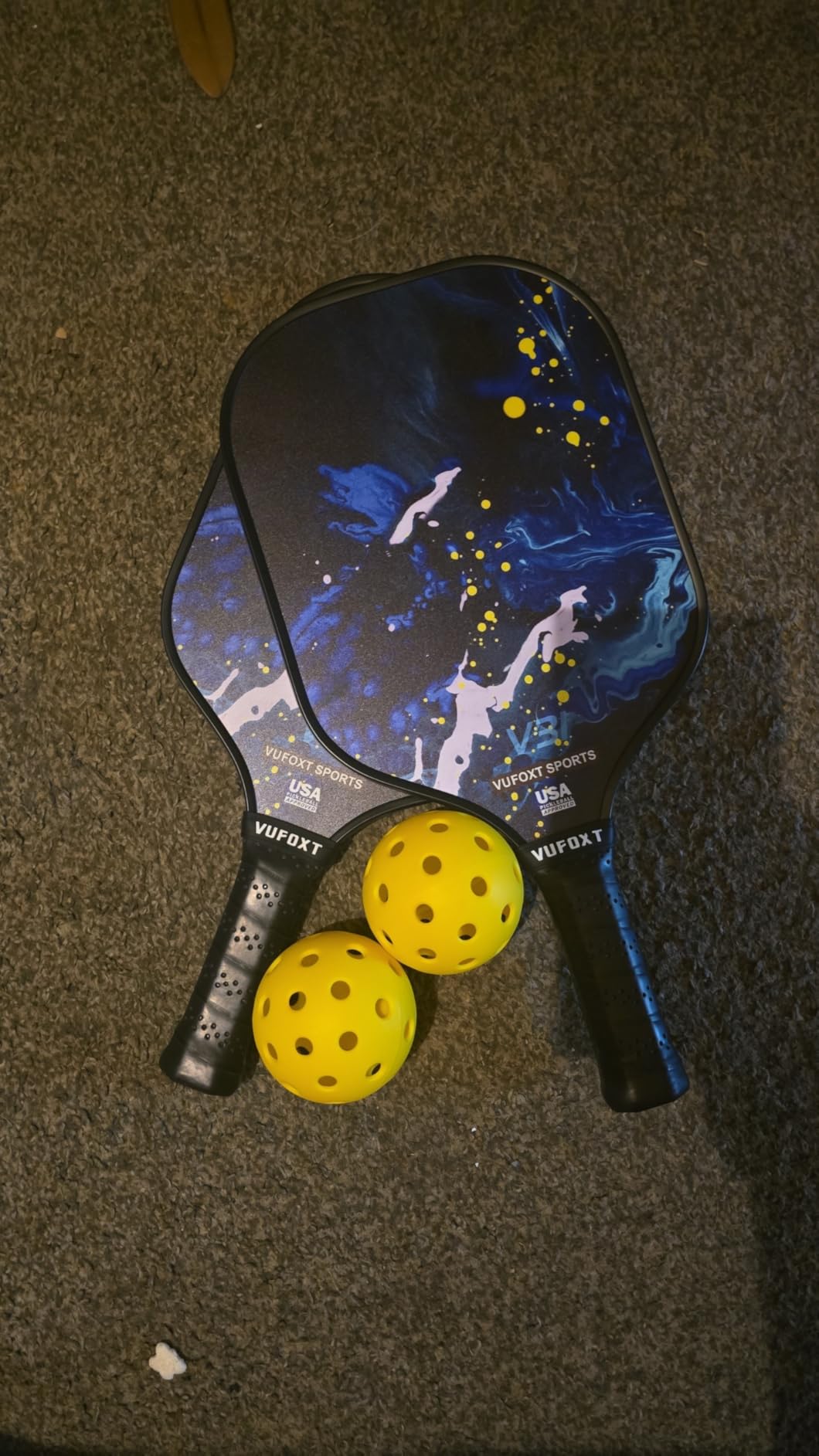 Pickleball Paddles Set of 2/4, USAPA Approved Carbon Fiber Surface Pickle Ball Set - 14mm PP Honeycomb Core of Lightweight Pickleball Rackets -Suitable for Beginners' Training and Game (Blue) customer photo 1