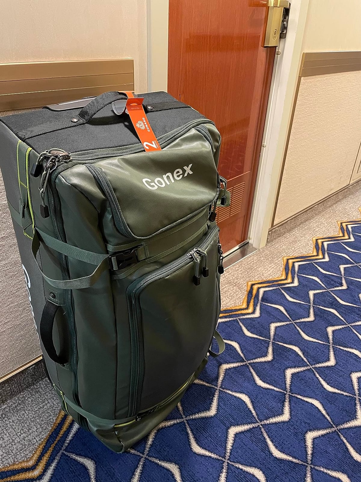 Gonex Rolling Duffle Bag with Wheels, Waterproof PVC Luggage, 33 in, Navy customer photo 2