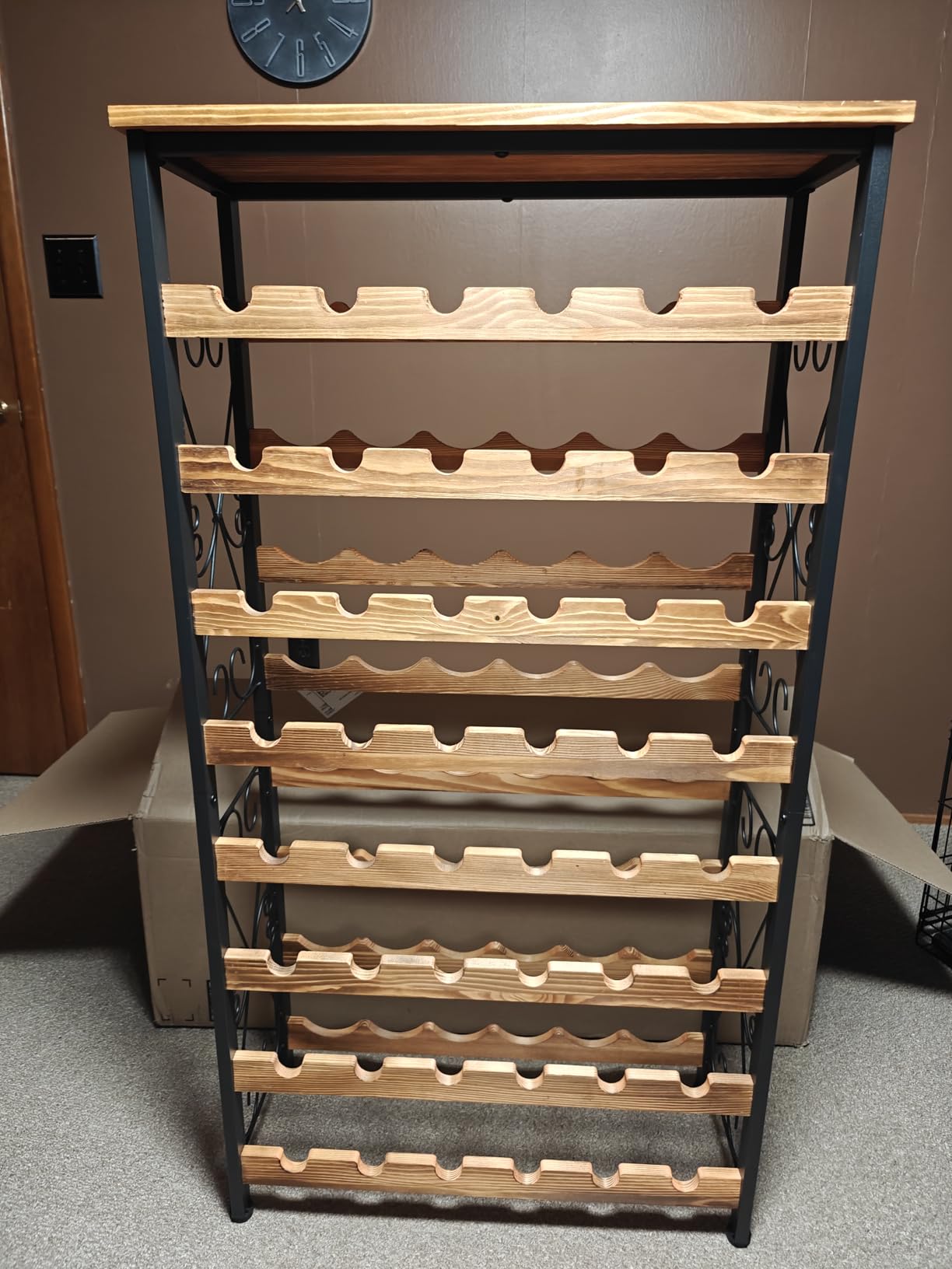 Sonyabecca 48 Bottle Wine Rack Freestanding Floor with Wood Top, 8-Tier Wine Storage Shelf with Serving Station, Wine Holder for Kitchen, Bar, Dining Room, Home Bar Cabinet for Wine Bottles, No Wobble customer photo 1