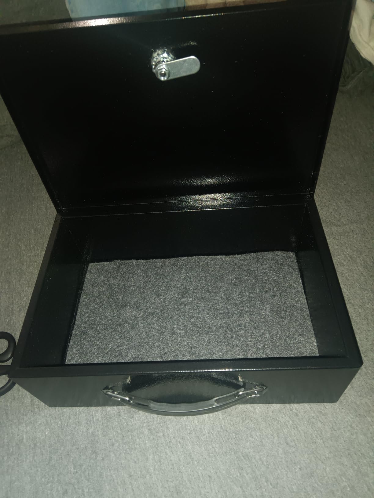 KYODOLED Fireproof Document Box with Key Lock, Small Lock Boxes for Personal Items, Fire and Water Resistance, Fireproof Safe Box for Documents, Jewelry, Passport, Cash, 12.6'' x 8.3'' x 3.58'' Black customer photo 1