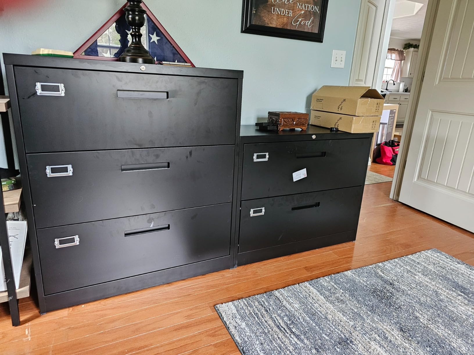 BYNSOE 4 Drawer Filing Cabinet with Lock Metal Lateral File Cabinet Office Home Steel Lateral File Cabinet for A4 Legal/Letter Size Wide Metal Cabinet Locked, Assembly Required (4 Drawer, Black) customer photo 2