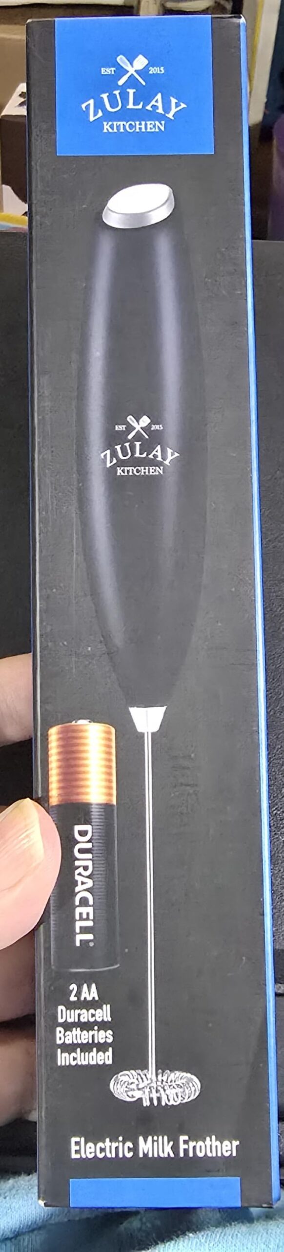 Zulay Kitchen Powerful Milk Frother Wand With Duracell Batteries - Ultra Fast Handheld Drink Mixer - Electric Whisk Foam Maker for Coffee, Lattes, Cappuccino & Matcha - Z1 Motor - Black customer photo 1