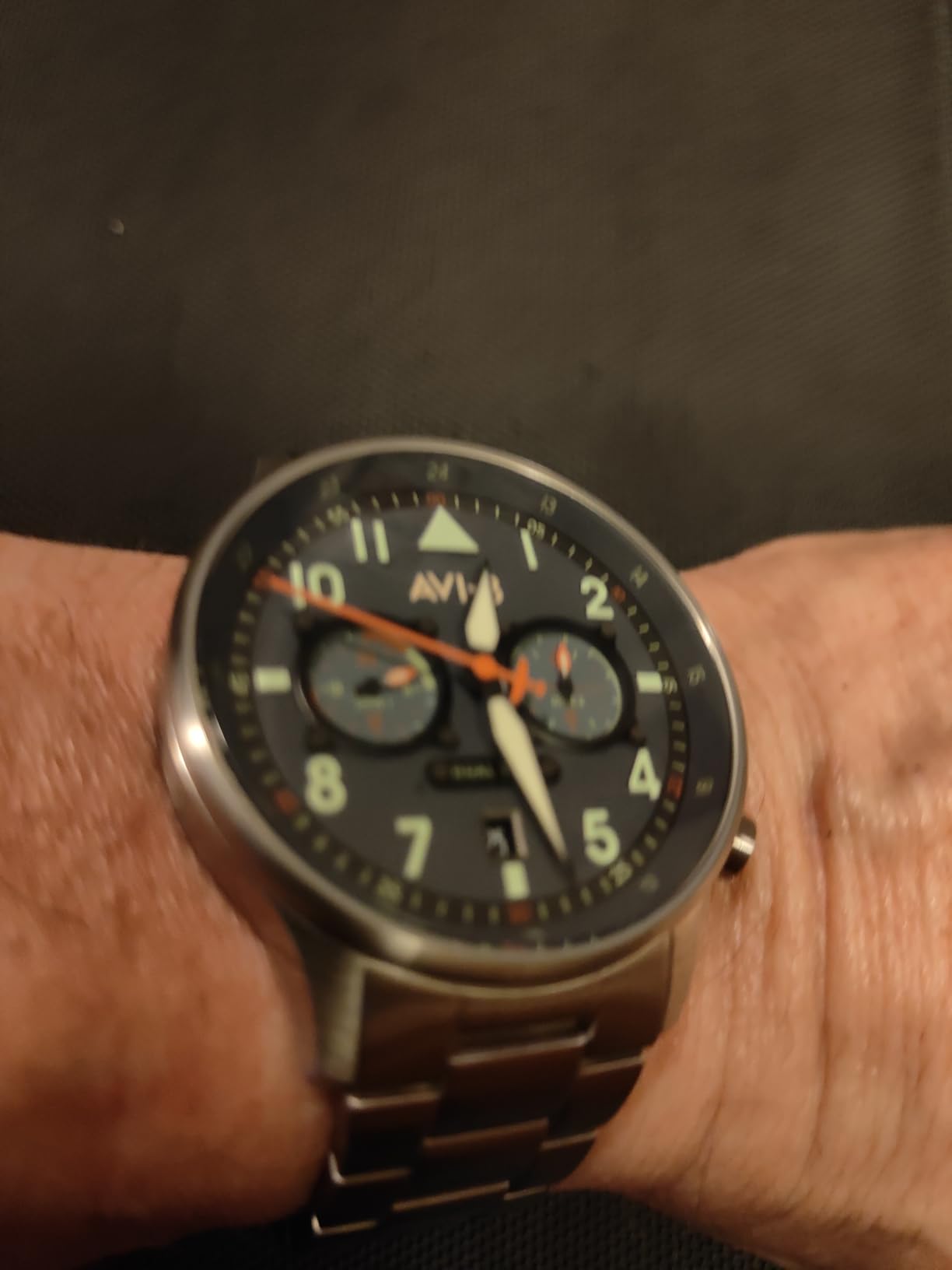 AVI-8 Hawker Hurricane Men's Pilot Watch - Dual Time Japanese Quartz Movement, 43.5mm Stainless Steel Case, Leather or Stainless Steel Strap, AV-4088 customer photo 2