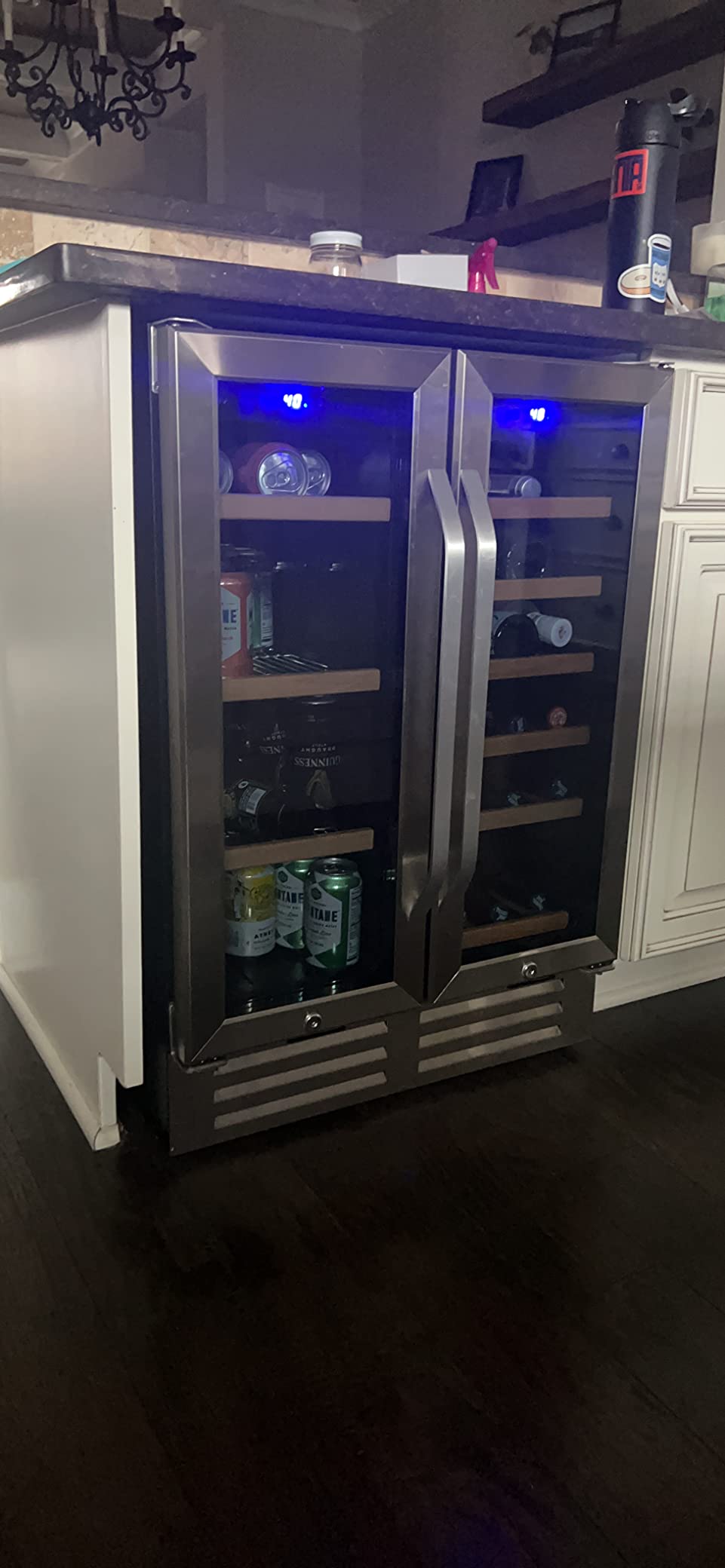 Wine and Beverage Refrigerator, 24 Inch Dual Zone Fridge with Glass Door, Built-In Cooler with Powerful and Quite Cool System/18 Bottles and 88 Cans Capacity Bverage Cooler customer photo 2