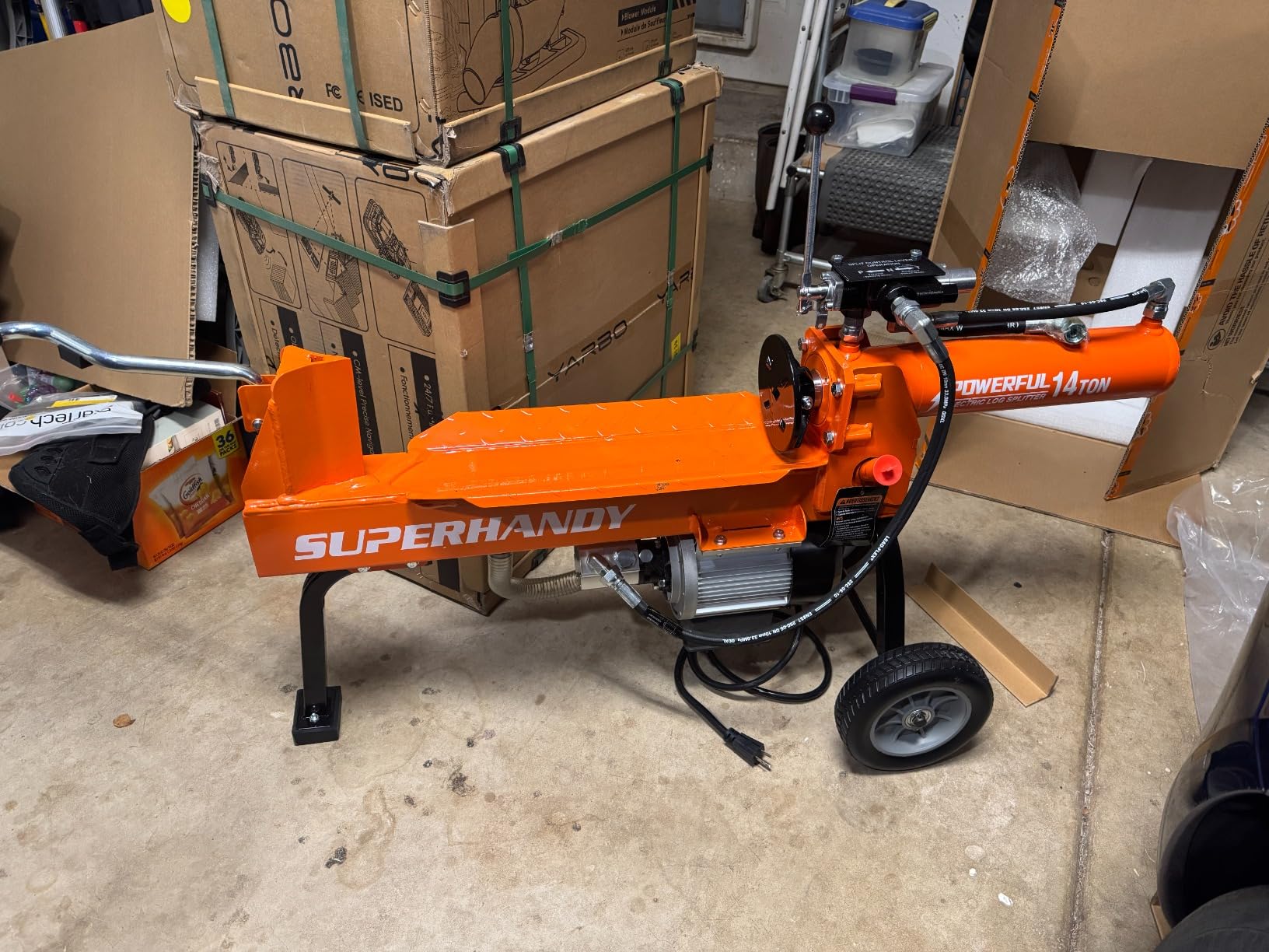 SuperHandy Hydraulic Log Splitter, 14 Ton, Portable Firewood Splitter | for firewood, cabins and seasonal wood prep; auto-return ram helps keep splitting cycles moving; Firewood Splitter; Wood Prep customer photo 2