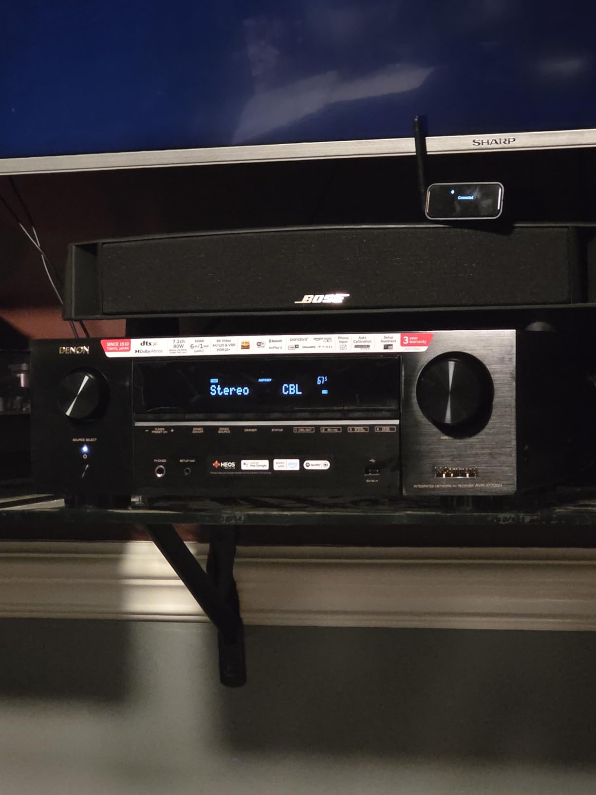 Denon AVR-X1700H 7.2 Channel AV Receiver - 80W/Channel, Advanced 8K HDMI Video w/eARC, Dolby Atmos, DTS:X, Built-in HEOS, Amazon Alexa Voice Control customer photo 2