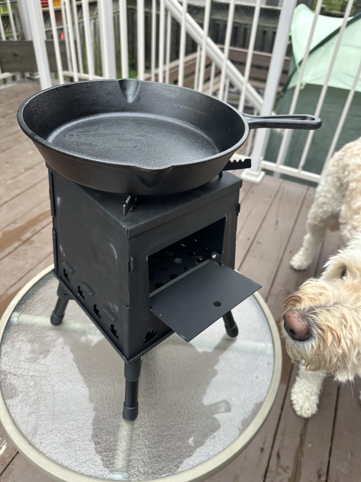 Wood Burning Camp Stove, Portable Cast Iron Camping Wood Stove, Black Woodstove with Carrying Case for Backpacking Outdoor Cooking customer photo 1