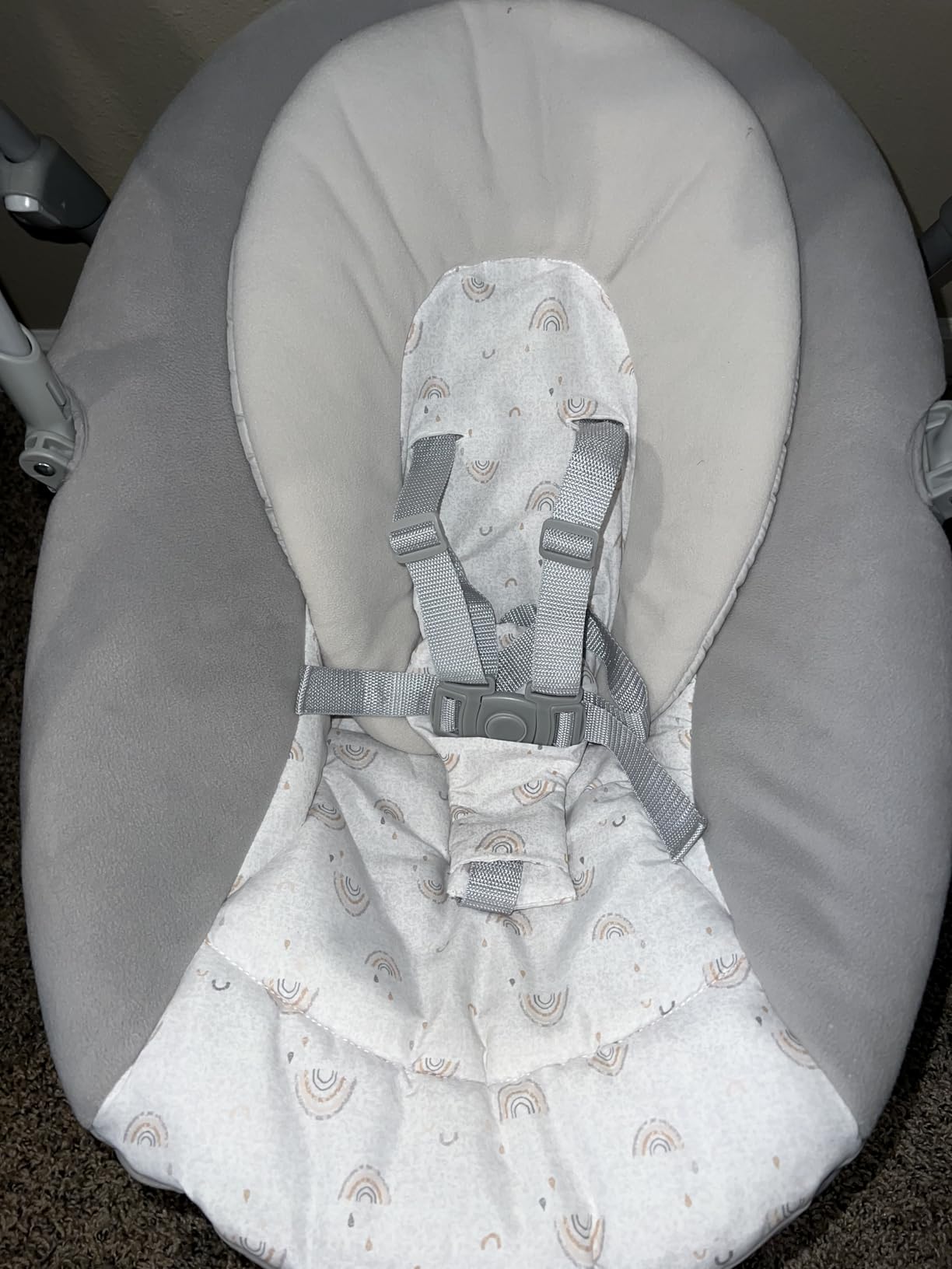 Graco Slim Spaces Compact Baby Swing, Space Saving Portable Bay Swing with Height Adjustable Legs & Soft Toys, Reign customer photo 1