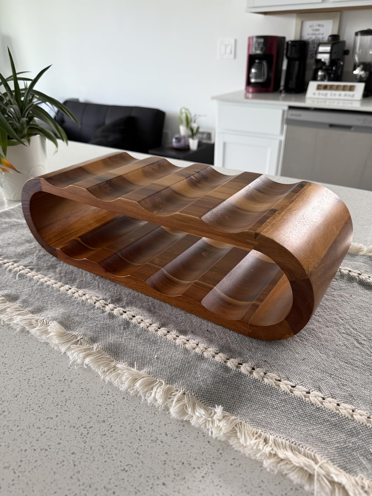 BLUEWEST Wooden Countertop Wine Rack, 8-Bottle Acacia Wine Holder Stand | Freestanding Wine Storage Stand for Home Decor Holds Up to Eight Bottles and Arrives Ready to Use with No Assembly Required. customer photo 1