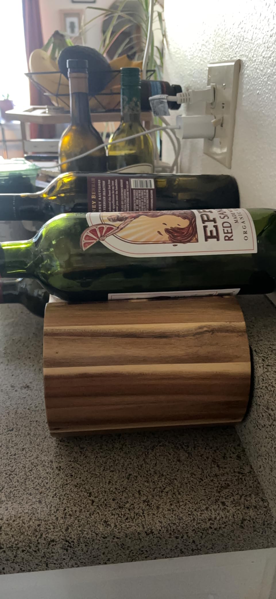BLUEWEST Wooden Countertop Wine Rack, 8-Bottle Acacia Wine Holder Stand | Freestanding Wine Storage Stand for Home Decor Holds Up to Eight Bottles and Arrives Ready to Use with No Assembly Required. customer photo 2