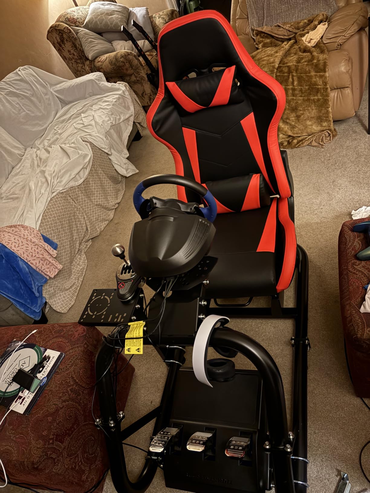 Marada Racing Simulator Cockpit with Red Seat Fit for 12Nm Direct Drive | Fit for Logitech/Thrustmaster/Moza/Fanatec, 50mm Large Round Tube Professional Sim Rig, Wheel Pedal Handbrake not Included customer photo 2