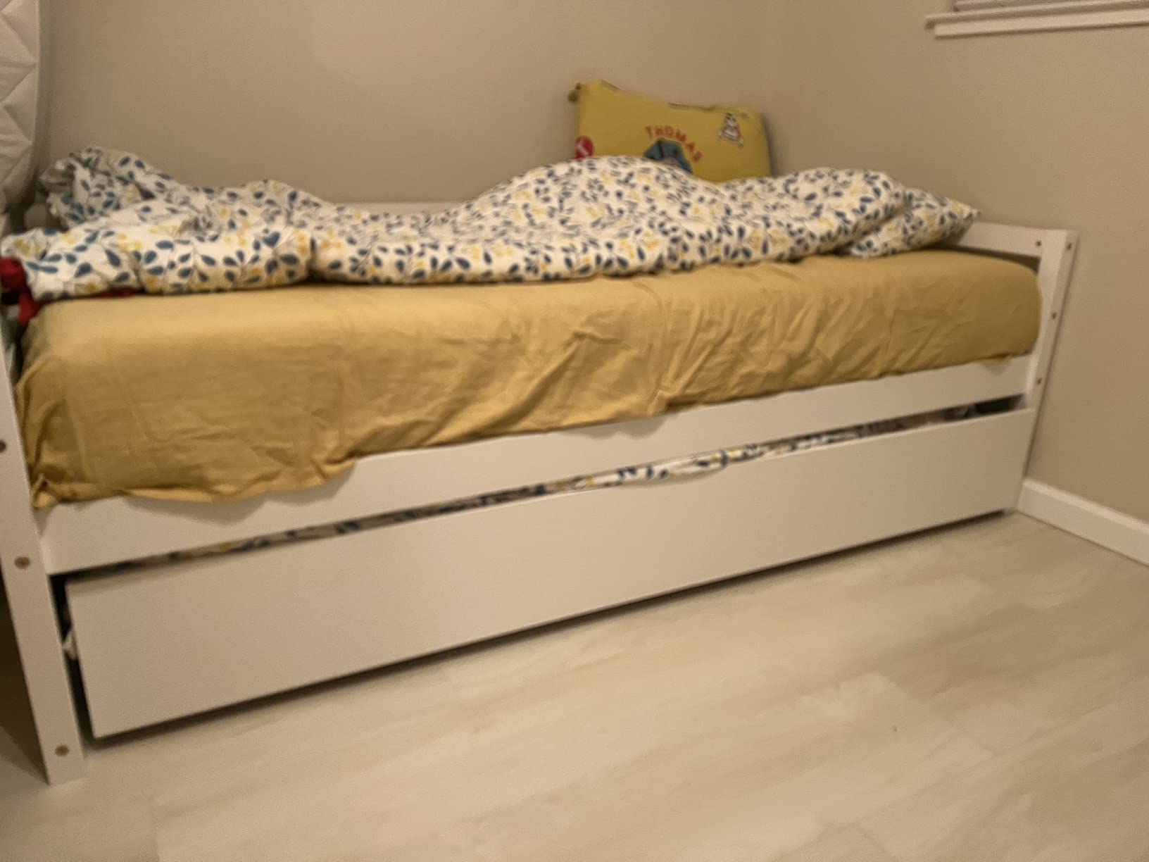 KOMFOTT Twin Bed with Trundle, Wood Daybed Frame with Trundle, No Box Spring Needed Sofa Bed Frame, Twin Size Trundle Bed for Living Room Guest Room & Children Room customer photo 2