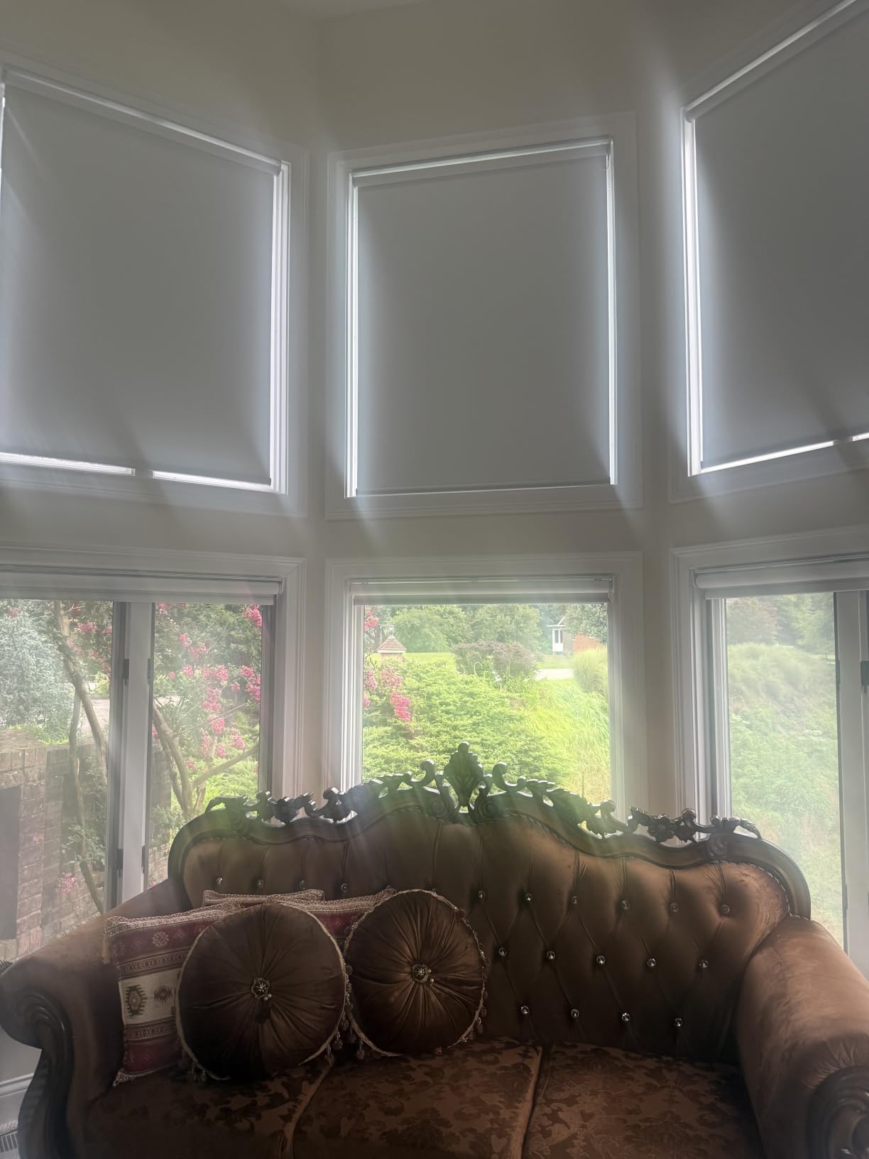 Motorized Roller Shades, 100% Blackout, Gentle White | Automatic Blinds for Indoor Windows, Works with Alexa Google Apple Home, Remote & App Control,Solar/USB Charging,Custom Size customer photo 1