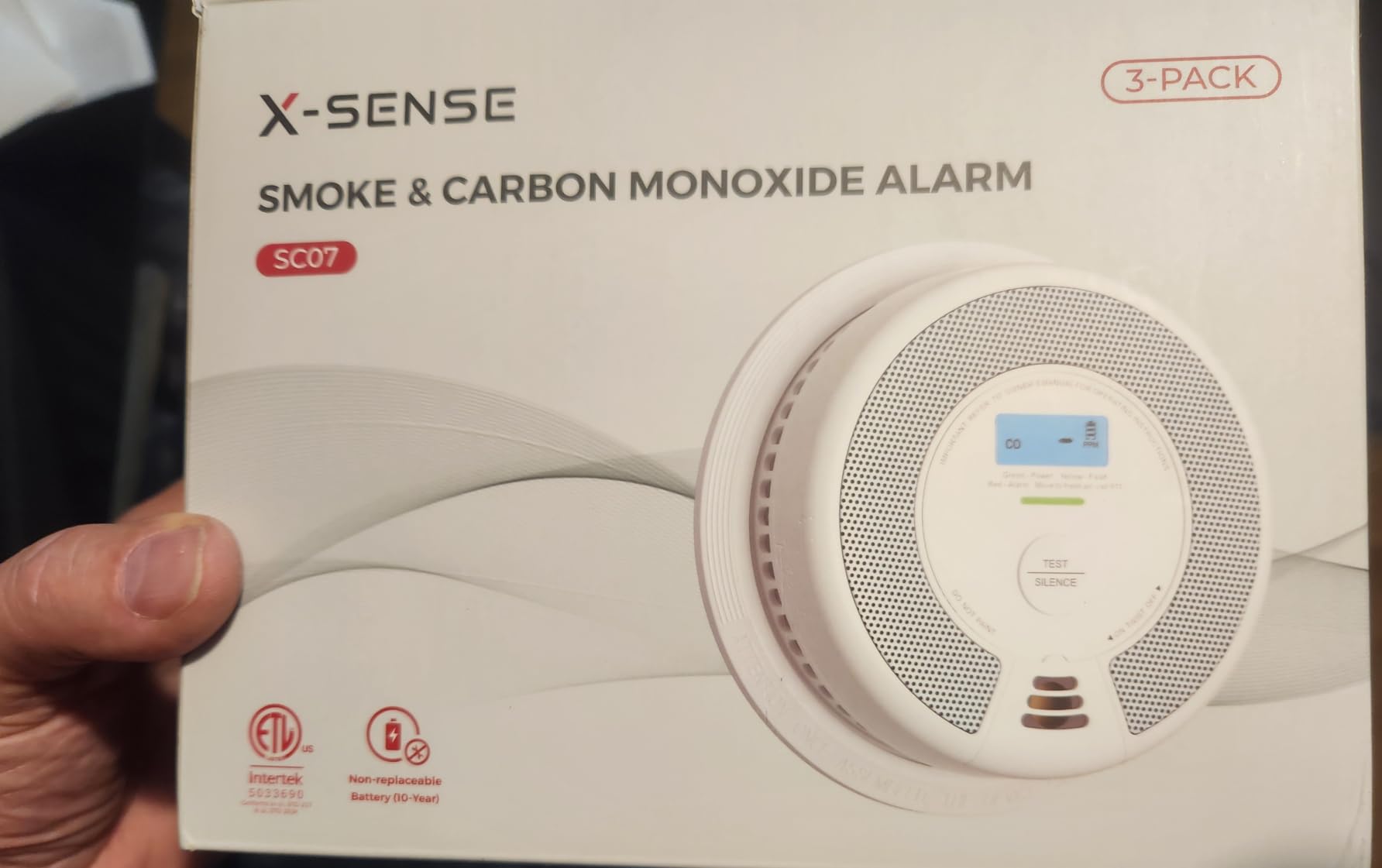 X-Sense Smoke Detector Carbon Monoxide Detector Combo, SC07, 3-Pack | 10-Year Sealed Battery (Not Hardwired), 2-in-1 Smoke & CO Detection, LCD Display, UL 217 & UL 2034 Certified customer photo 2