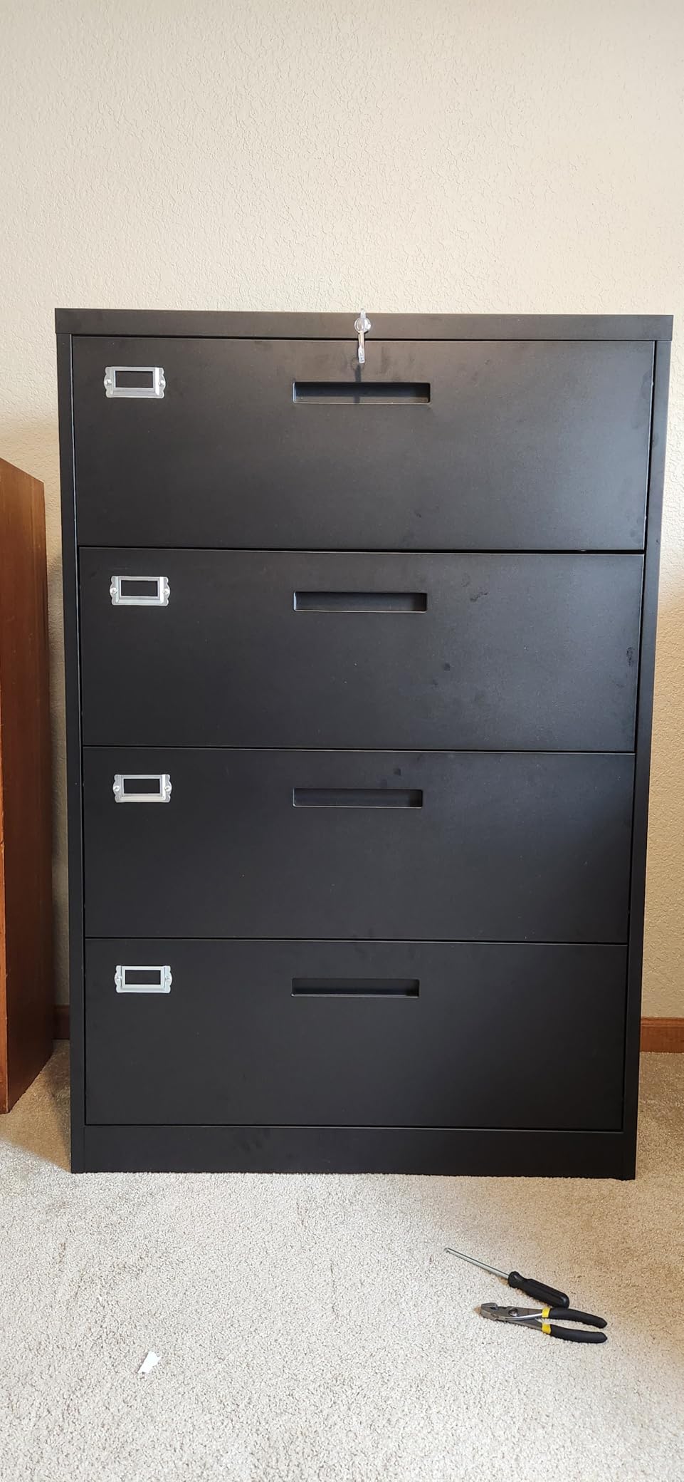 Letaya Lateral 3 Drawer File Cabinets with Lock, Metal Filing Storage Vertical Cabinets, Home Office Furniture for Organization Hanging Letter/Legal/F4/A4 (Black) customer photo 1