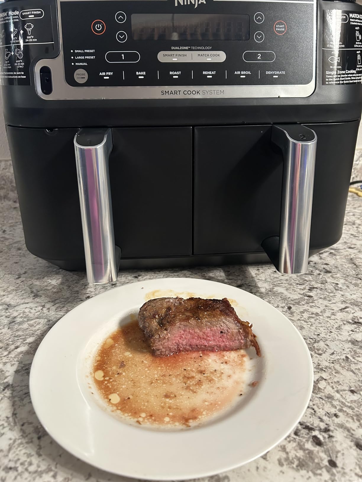 Ninja DZ550 Foodi 10 Quart 6-in-1 DualZone Smart XL Air Fryer with 2 Independent Baskets, Cook Thermometer for Perfect Doneness, Match and Finish to Roast, Dehydrate and More, Black customer photo 1