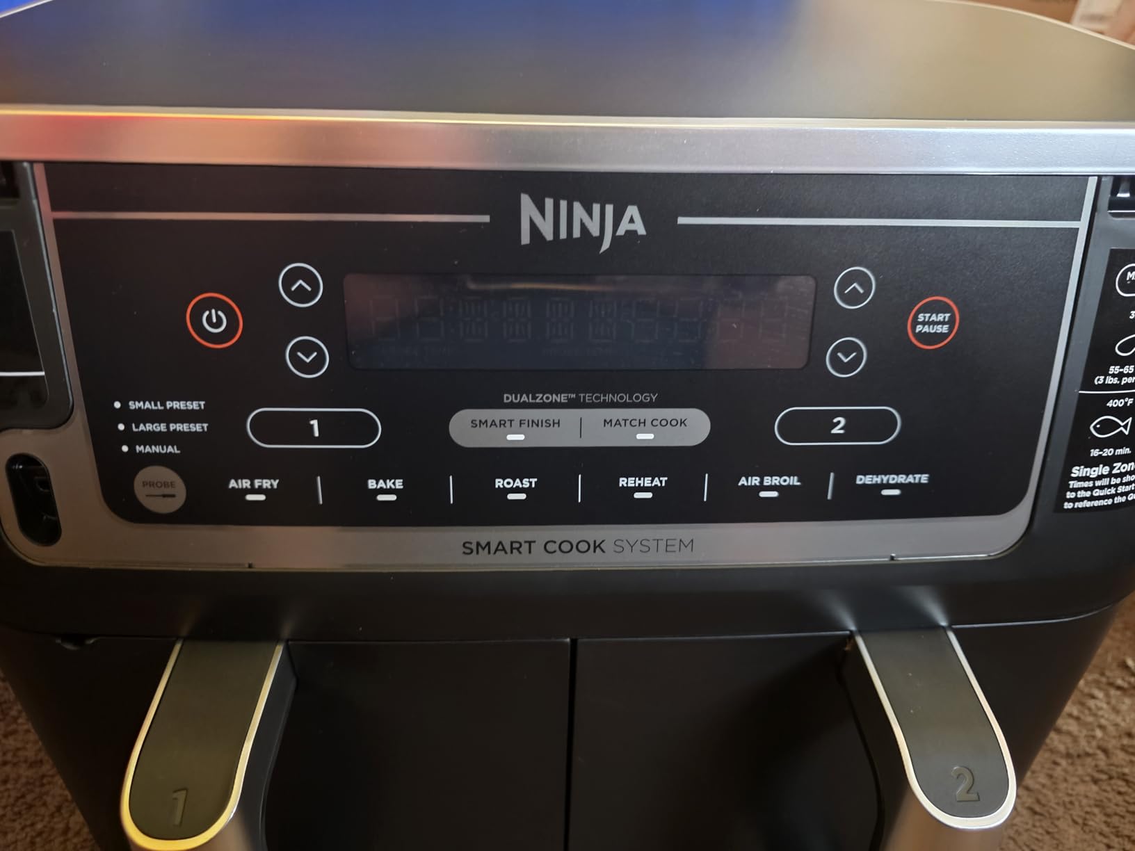 Ninja DZ550 Foodi 10 Quart 6-in-1 DualZone Smart XL Air Fryer with 2 Independent Baskets, Cook Thermometer for Perfect Doneness, Match and Finish to Roast, Dehydrate and More, Black customer photo 2