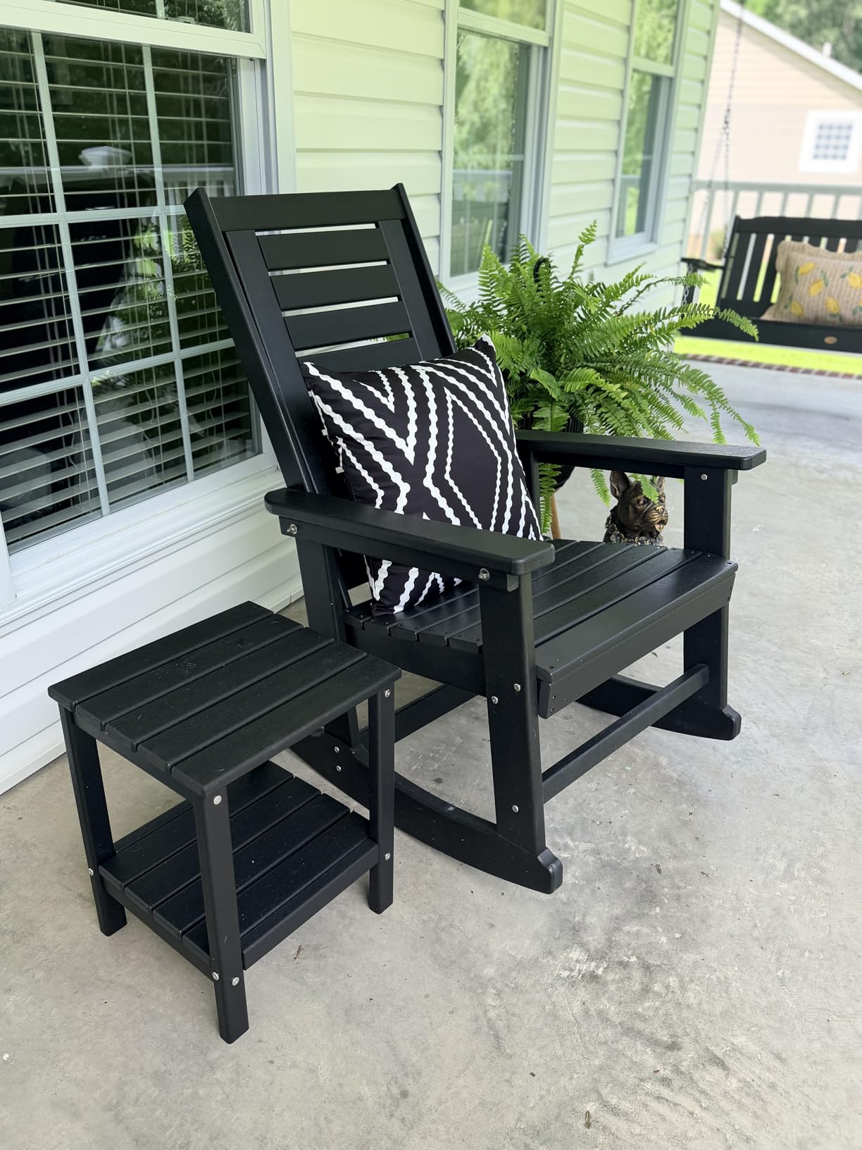 GREENVINES Oversized Outdoor Rocking Chairs Set of 2, HDPE Rocker, Black customer photo 2