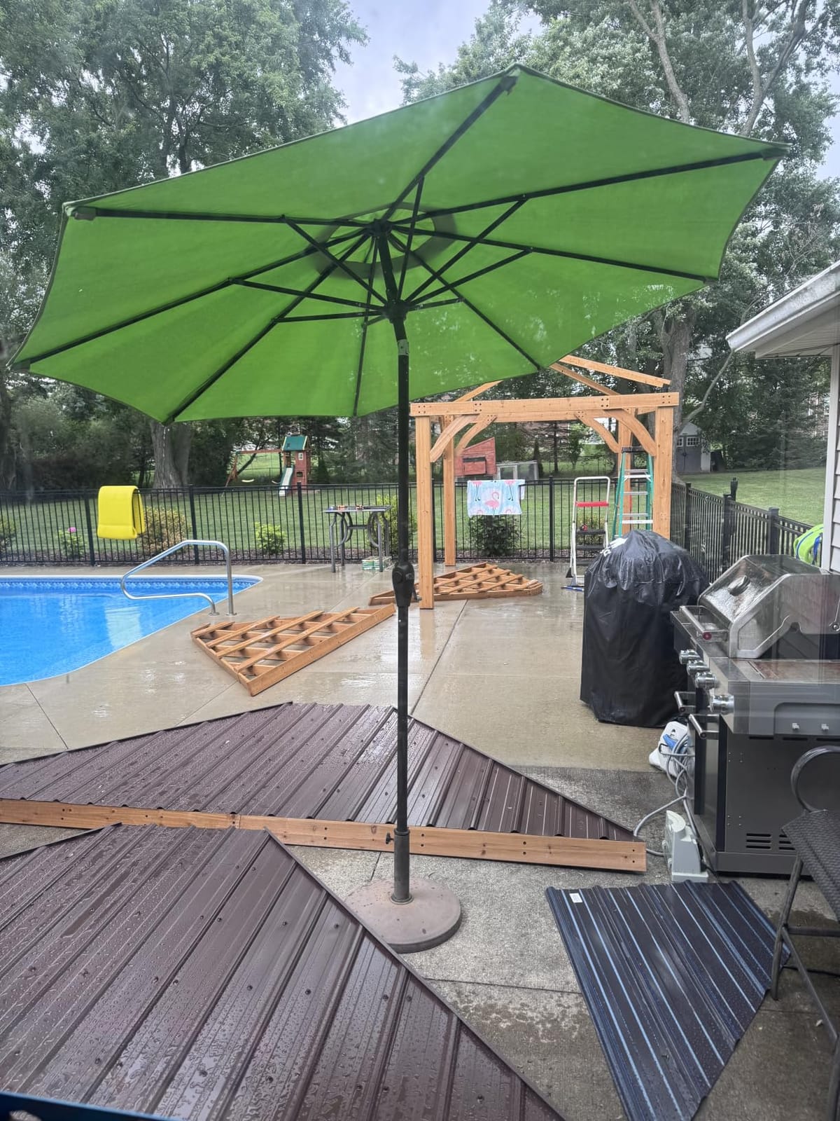 Backyard Discovery Barrington 14' x 12' Cedar Wood Outdoor Gazebo Pavilion with Hardtop Galvanized Steel Hip Roof, Snow Support, Wind Resistance, PowerPort, Shade for Garden, Patio, Deck, Entertaining customer photo 2