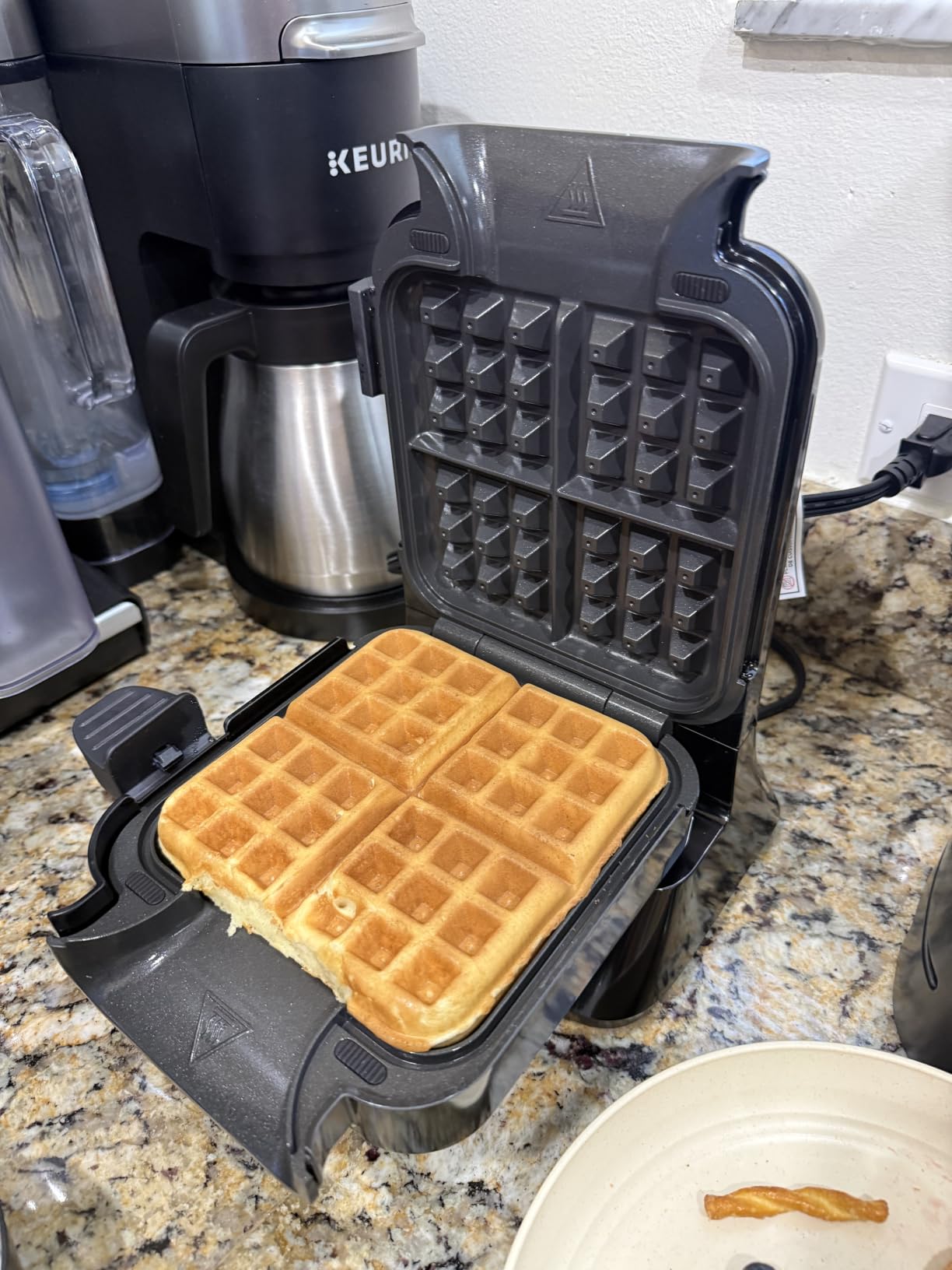 Ninja Belgian Waffle Maker Pro, 5 Shade Settings, Black/Silver, BW1001 | Vertical design, NeverStick coating, Precision-pour cup, Recipe guide, Dishwasher-safe parts customer photo 1