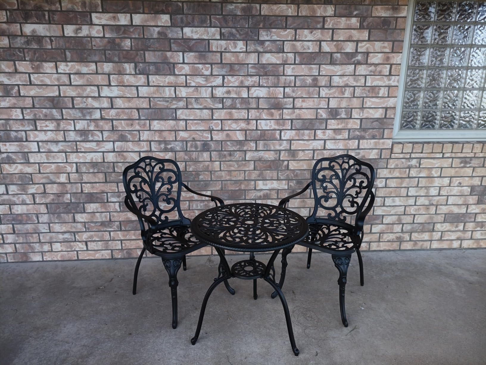 Patio Bistro Set 3 Piece Outdoor, Cast Aluminum Outdoor Bistro Table and Chair Set of 2 with 1.97