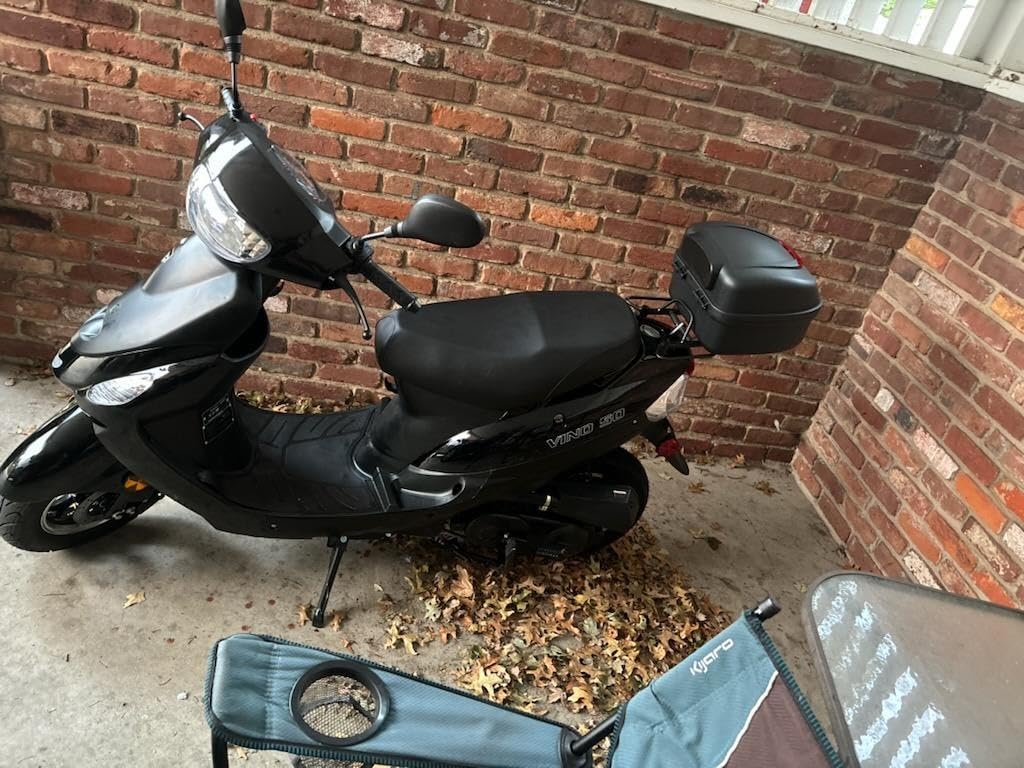 HHH 49cc/50cc Scooter Gas Street Scooter Moped for Youth and Adult with Rear Storage Trunk (Black) customer photo 2
