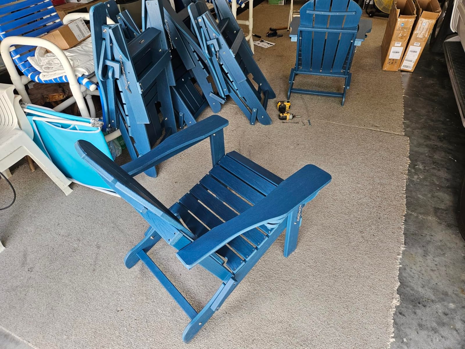 Folding Adirondack Chair HDPE All-Weather Patio, Navy Blue | Wooden Textured, Cup Holder, 380lbs, Rustproof, Fire Pit Outdoor Lawn Poolside Backyard Deck customer photo 2