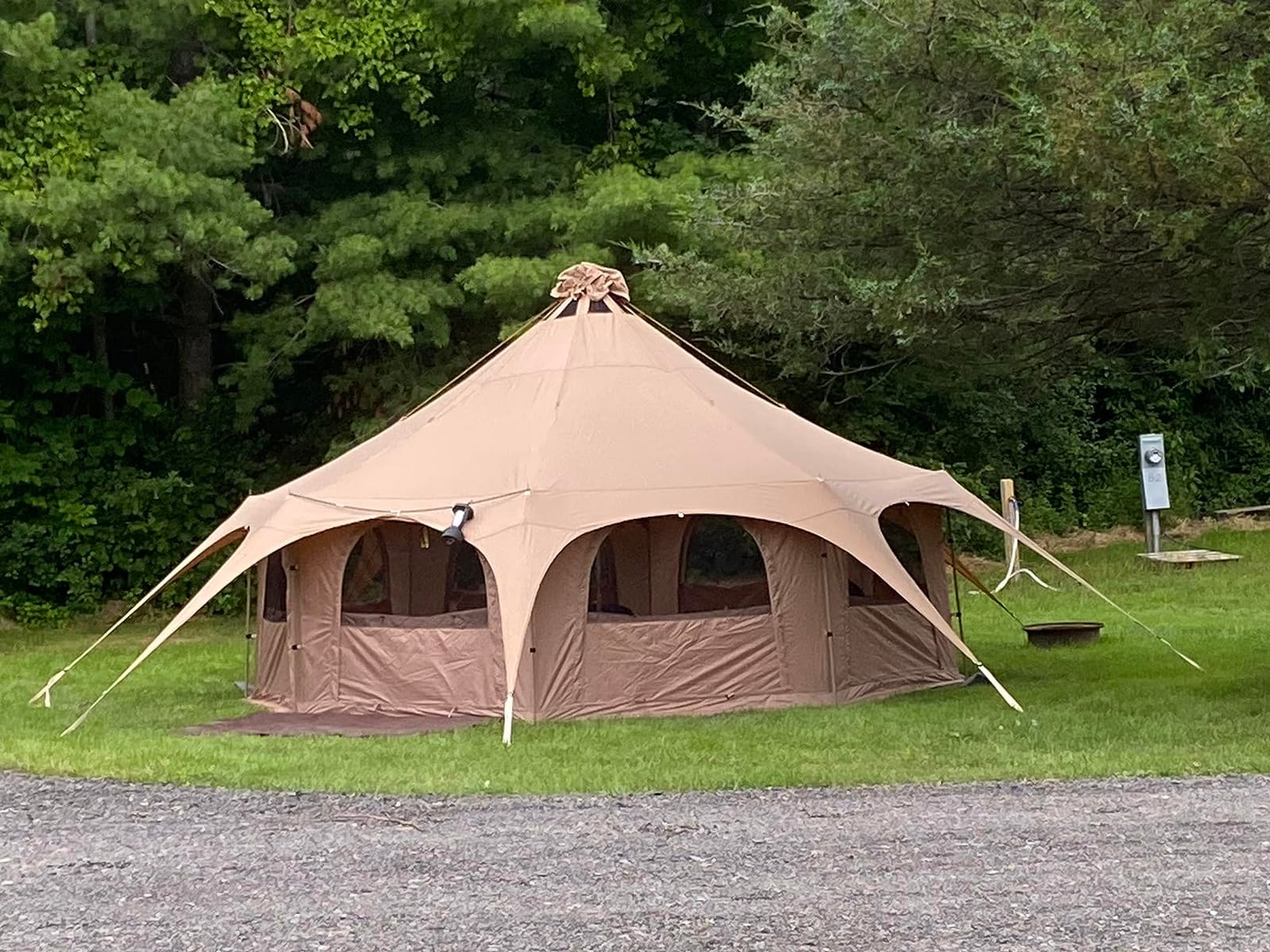 MC TOMOUNT Canvas Bell Tent with Stove Jack, 16.4ft*High9.2ft Glamping Tent | 4 Seasons Yurt Tent for Family Camping, Removable Floor, 8 Mesh Windows for 6-10 Person customer photo 2