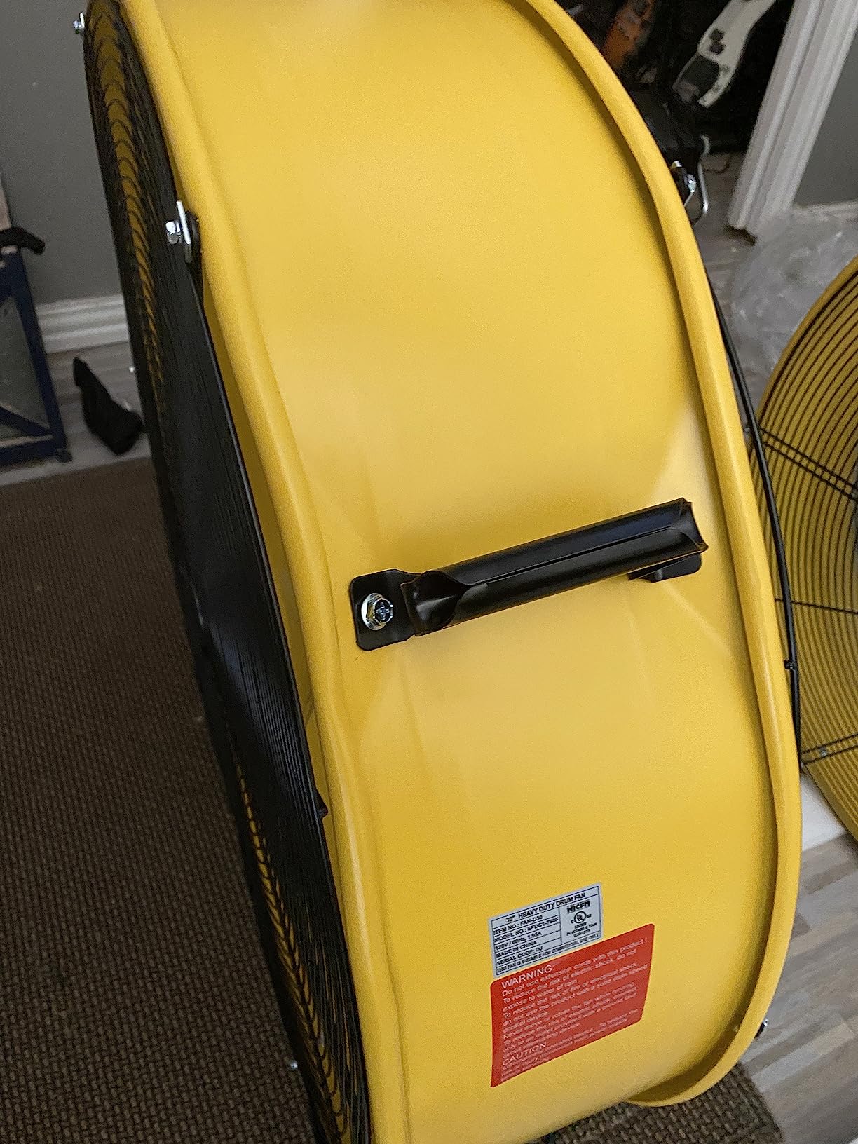 HiCFM 13000 CFM 30 inch Heavy Duty High Velocity Barrel Floor Drum Fan, Powerful 1/3HP Motor, 9ft Cord, 5in Solid Wheels for Workshop, Garage, Commercial or Industrial rooms, UL Safety Listed customer photo 2