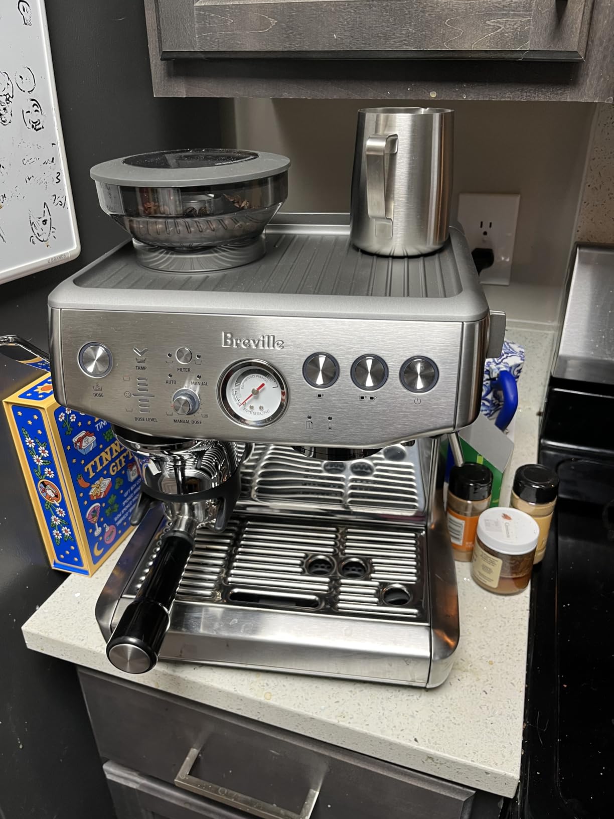 Breville BES876BSS Barista Express Impress, Brushed Stainless Steel | Craft cafe-quality lattes and cappuccinos at home with this semi-automatic espresso machine with built-in grinder customer photo 1