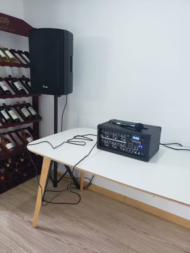 EXOTON S-1202 12inch 2000W Bluetooth PA System with Powered Mixer Set | Passive Speakers with 6 Channel Mixer /Stands /Mic/ Effect Controller/ 48V Phantom Power,for Indoor&Outdoor customer photo 1