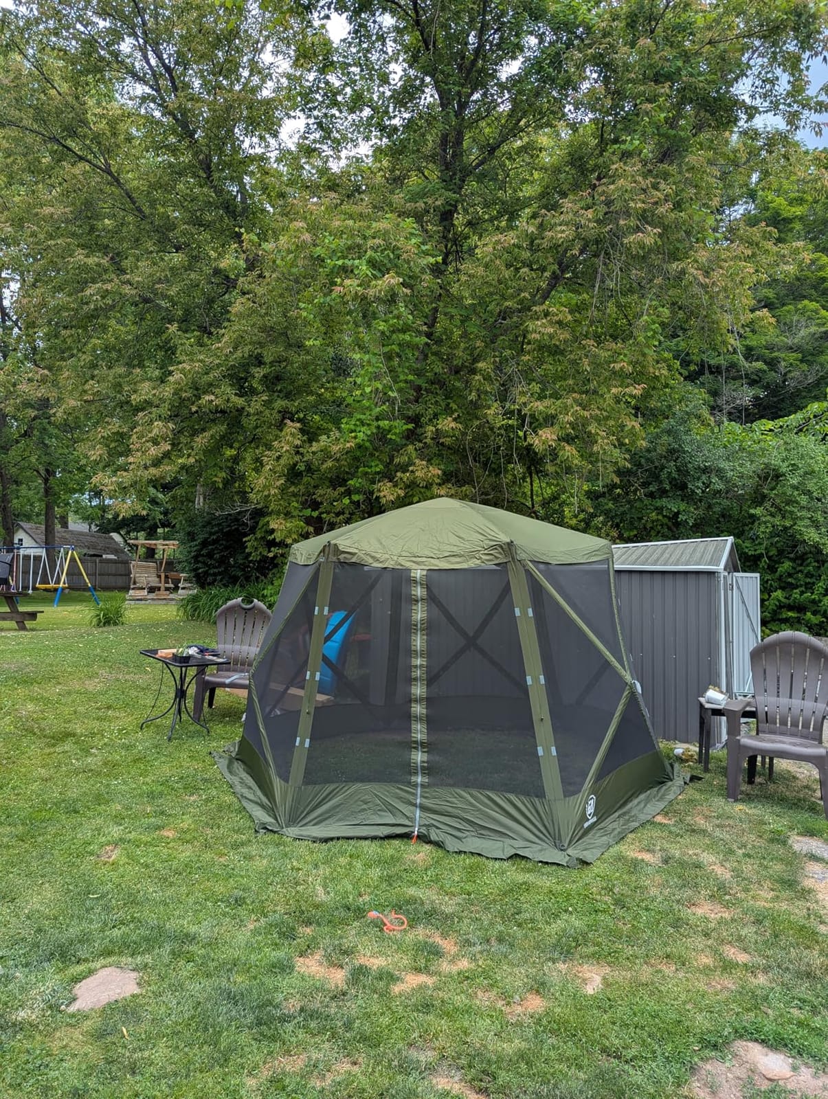 EVER ADVANCED Pop up Screen House Tent for Camping 11.5 x 9.8 ft, Instant Screened Gazebo Canopy with Netting, Portable Shelter Enclosure for Outdoor, Backyard, Army Green customer photo 2
